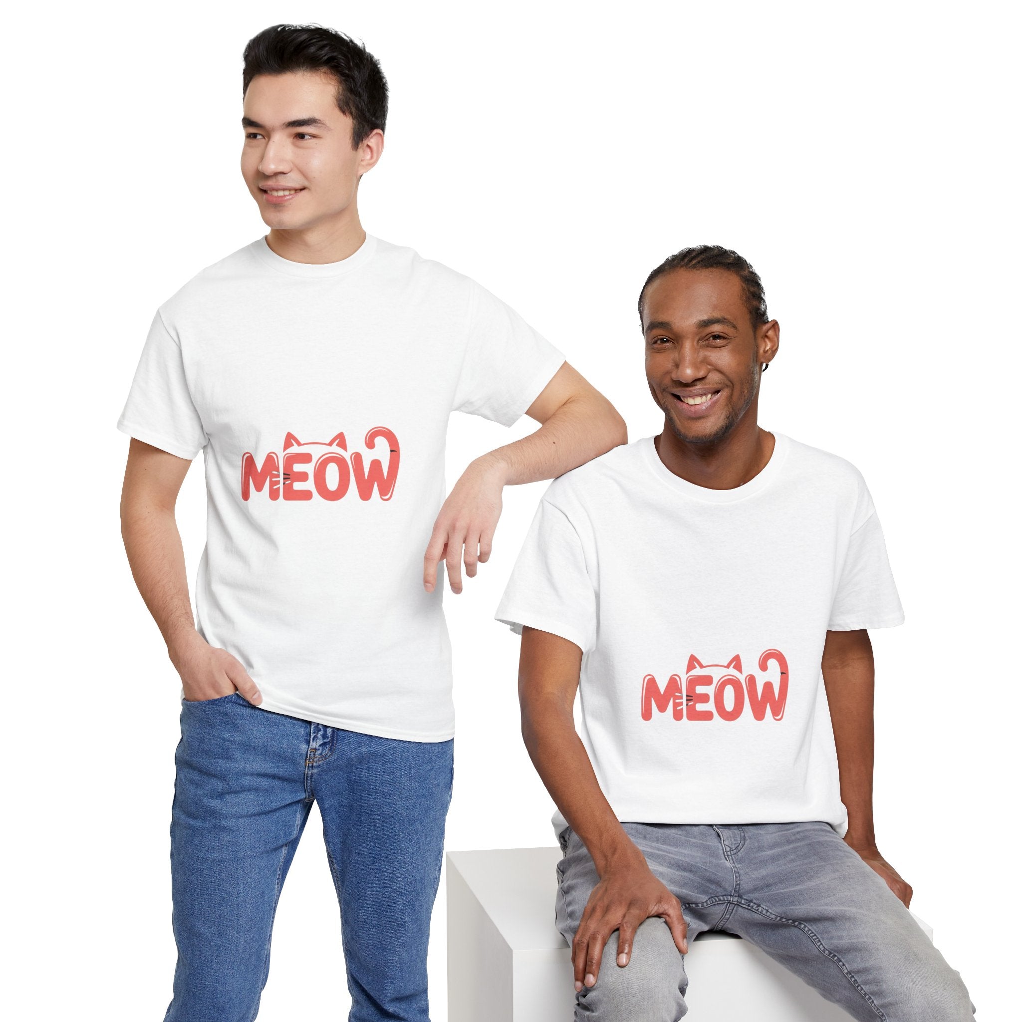 Impressley Meow Cat Graphic T-Shirt – Cute Kitty Face Tee for Cat Lovers | Unisex White Cotton T-Shirt | Fun Feline Design for Men & Women