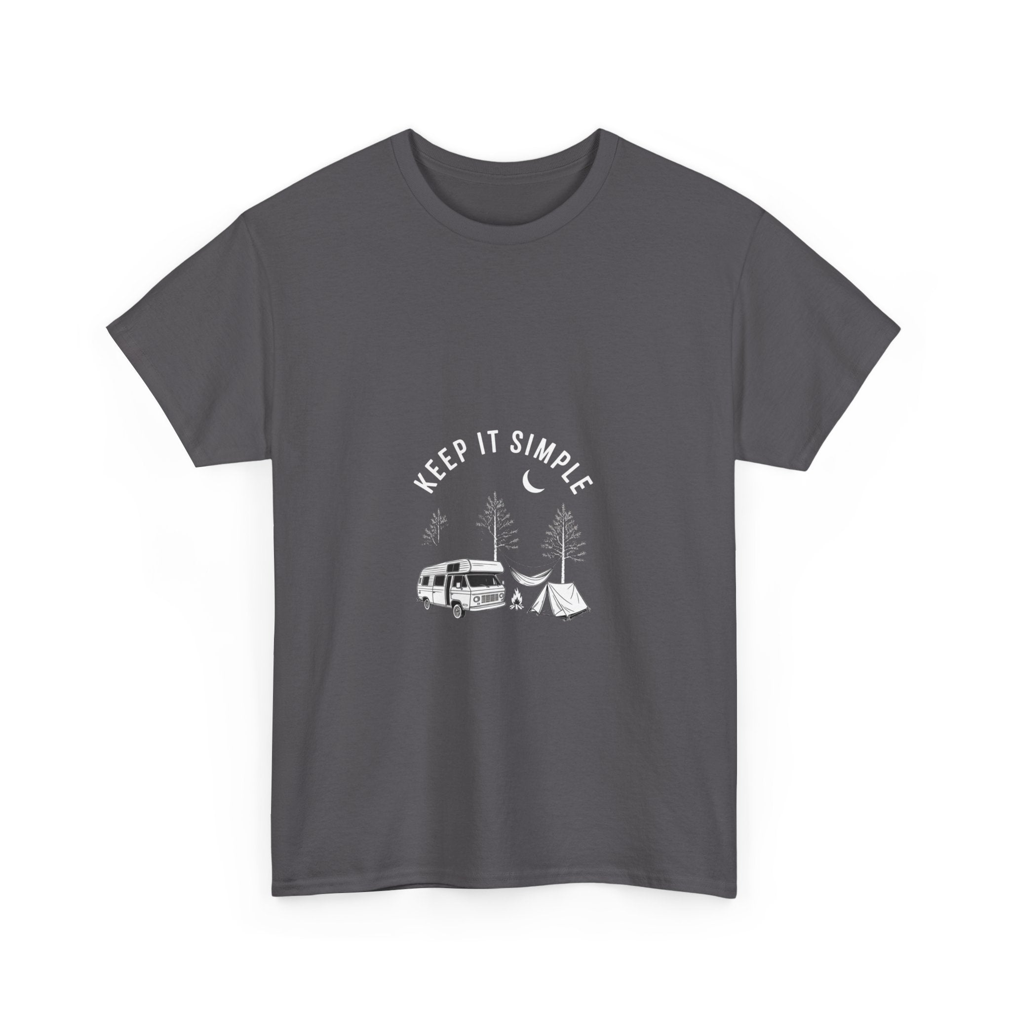 Impressley Keep It Simple Camping T-Shirt – Outdoor Van Life Adventure Tee | Minimalist Nature Graphic | Unisex Cotton T-Shirt for Campers & Hikers