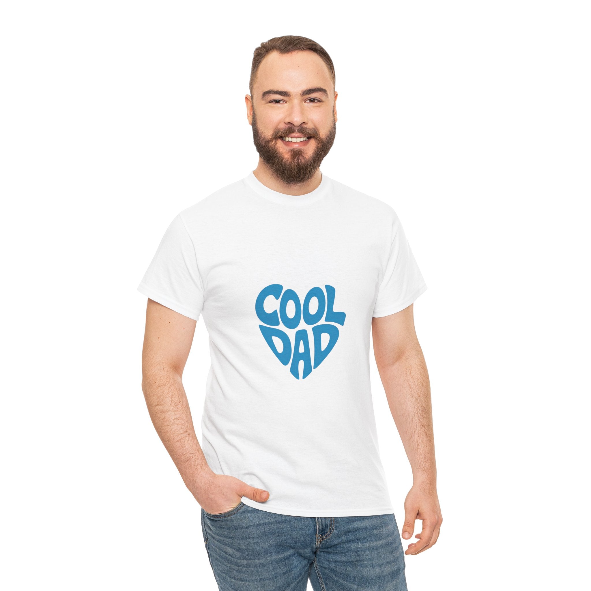 Impressley Cool Dad T-Shirt – Retro Blue Heart Graphic Tee for Fathers | Funny Father’s Day Gift | Casual Men’s Dad Shirt