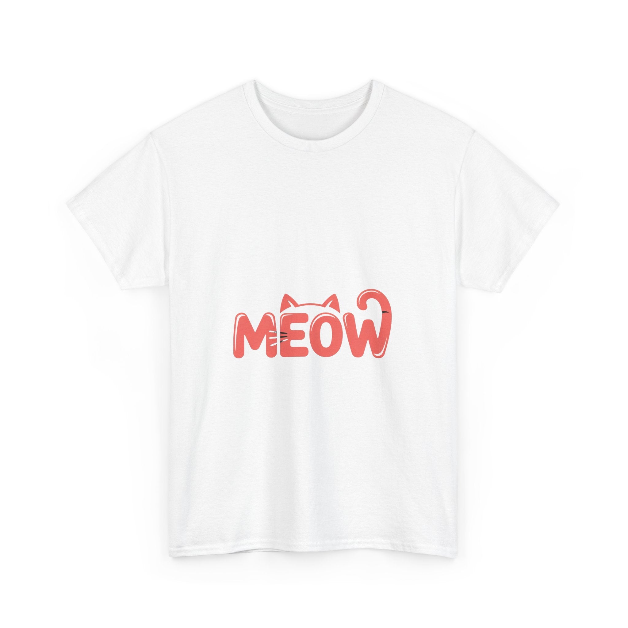Impressley Meow Cat Graphic T-Shirt – Cute Kitty Face Tee for Cat Lovers | Unisex White Cotton T-Shirt | Fun Feline Design for Men & Women