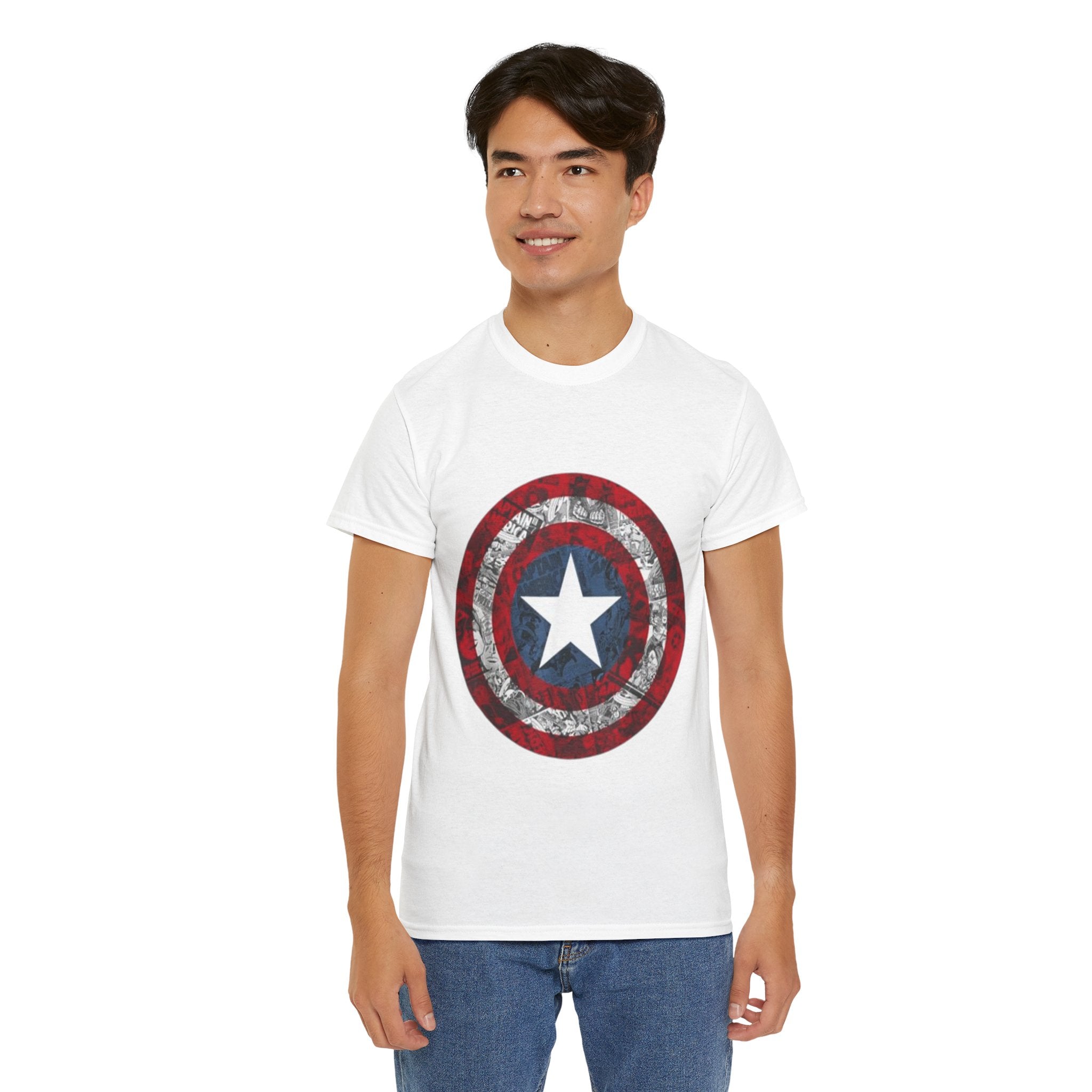 Impressley Captain America Shield T-Shirt Marvel Avengers Graphic Tee for Men & Teens, Patriotic Star Logo Short Sleeve Shirt