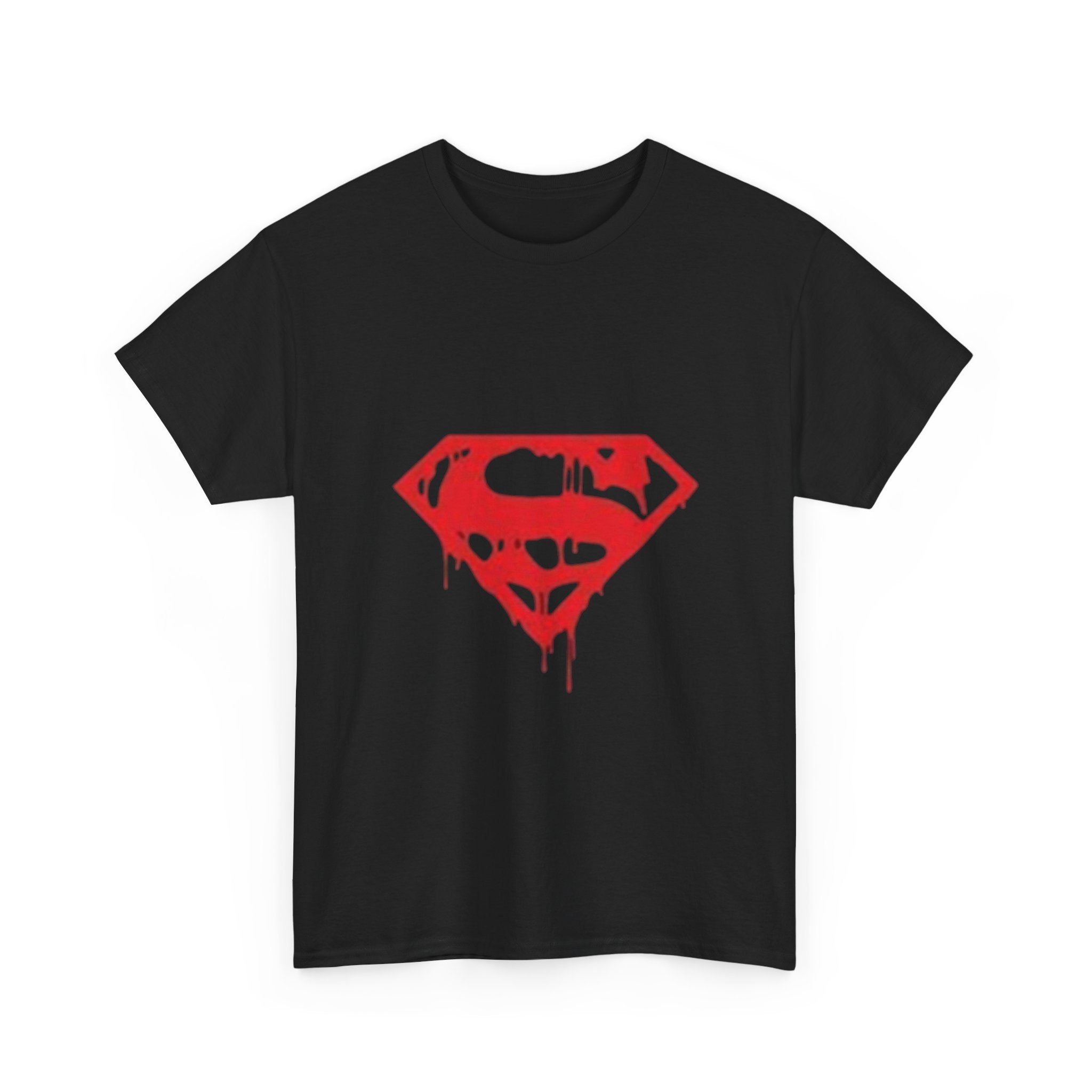 Impressley Superman Dripping Red Logo T-Shirt DC Comics Superhero Graphic Tee for Men & Women, Casual Black Short Sleeve