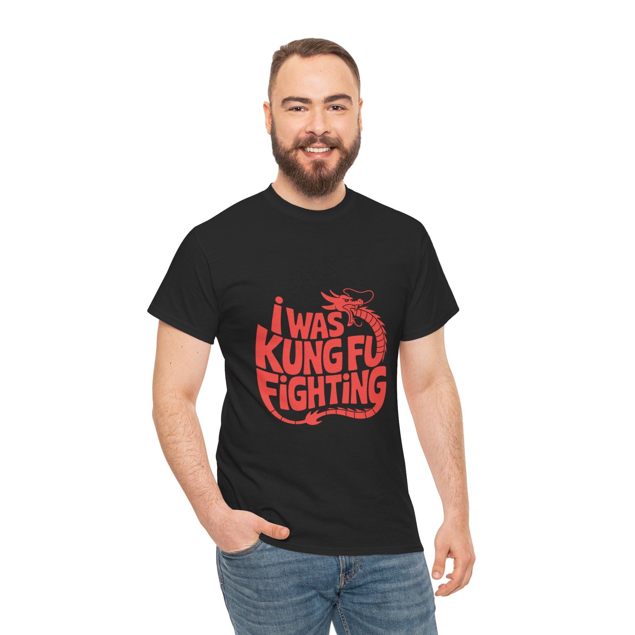 Impressley I Was Kung Fu Fighting T-Shirt – Retro Dragon Martial Arts Graphic Tee | Funny Karate Kung Fu Shirt for Men & Women