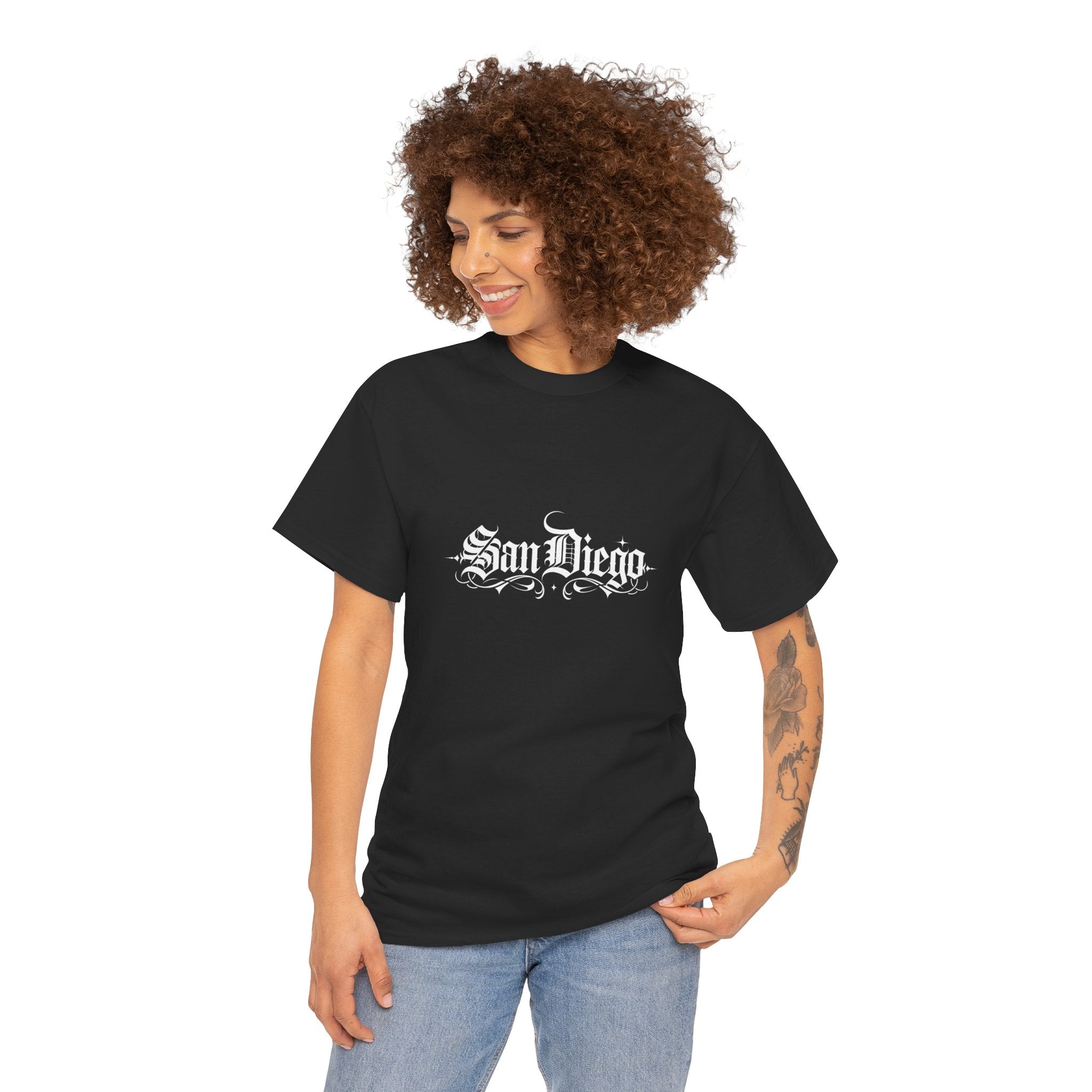 Impressley San Diego T-Shirt – Vintage Gothic Lettering Streetwear Tee | California City Graphic Shirt for Men & Women | Urban Travel Souvenir Apparel