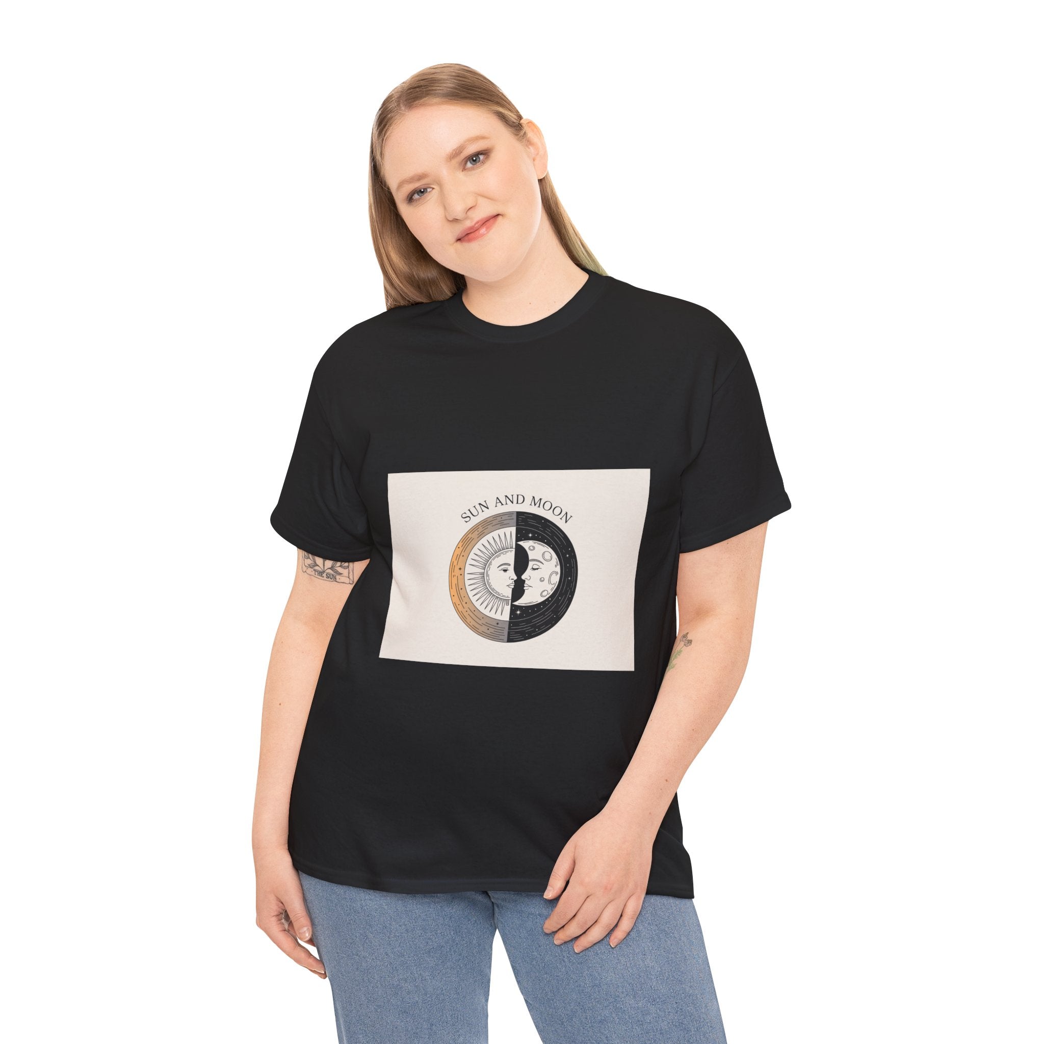 Impressley Sun and Moon T-Shirt – Vintage Celestial Graphic Tee for Men & Women | Yin Yang Solar Lunar Aesthetic