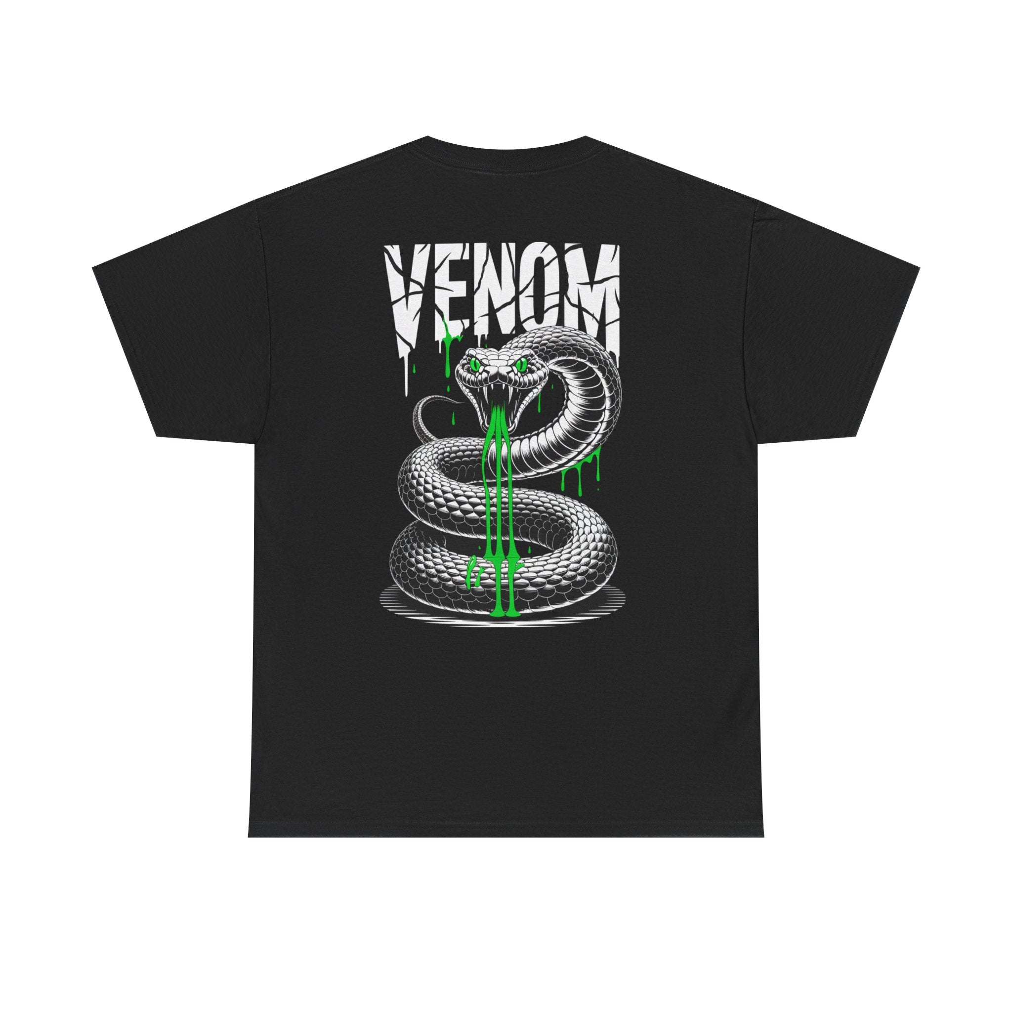 Impressley VENOM Snake T-Shirt – Black Cobra Graphic Tee for Men | Edgy Gothic Streetwear | Punk Venomous Serpent Shirt with Neon Green Drip Design