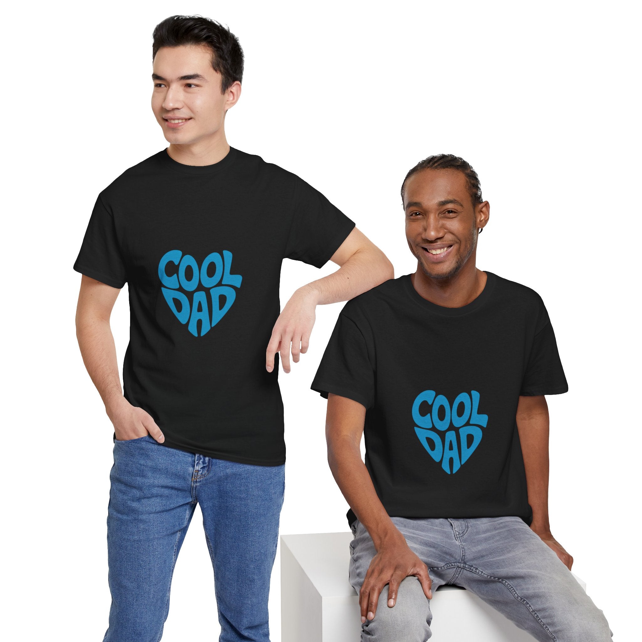 Impressley Cool Dad T-Shirt – Retro Blue Heart Graphic Tee for Fathers | Funny Father’s Day Gift | Casual Men’s Dad Shirt