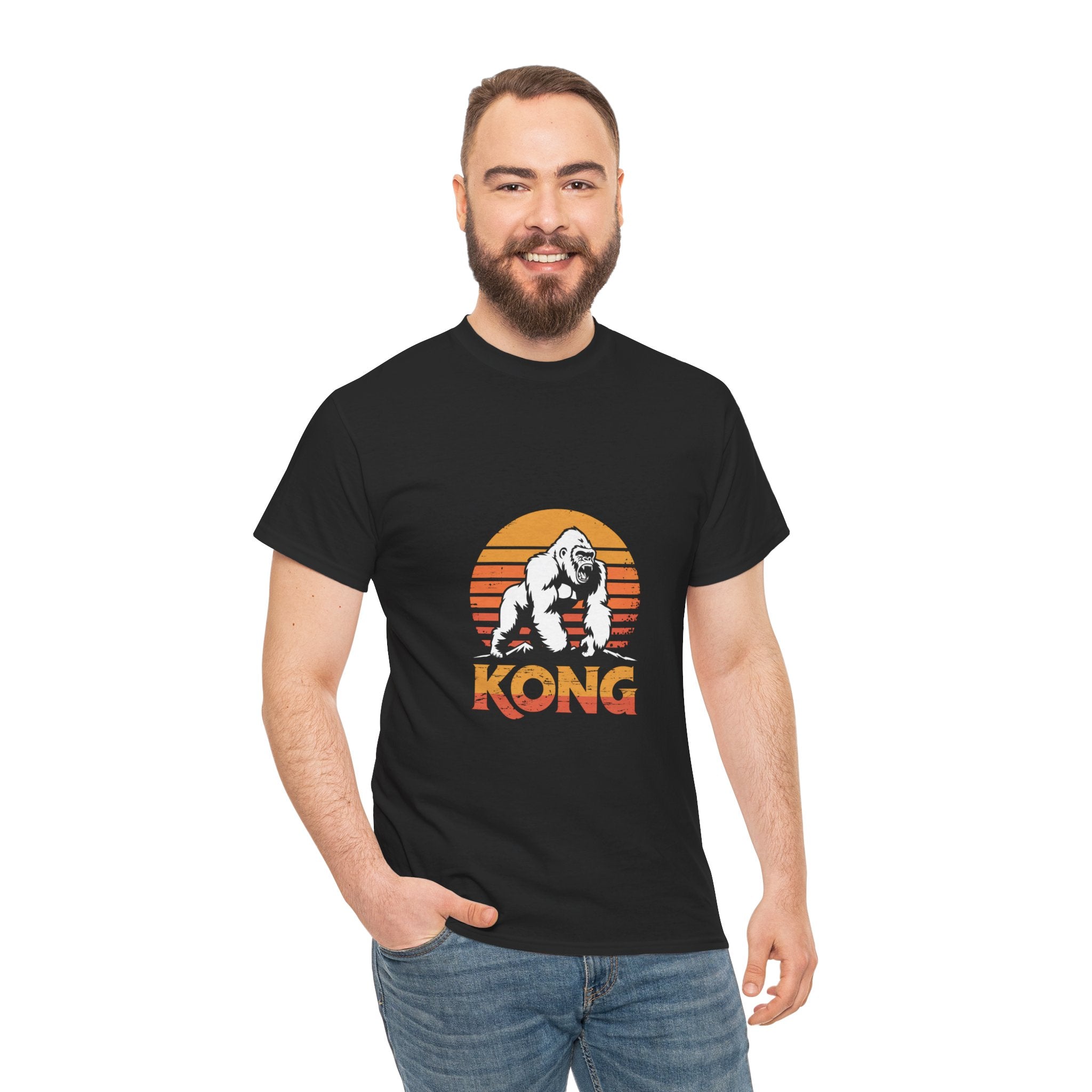 Impressley “KONG” Gorilla Graphic T-Shirt – Retro Sunset Jungle King Tee for Men & Women | Bold Animal Print Shirt