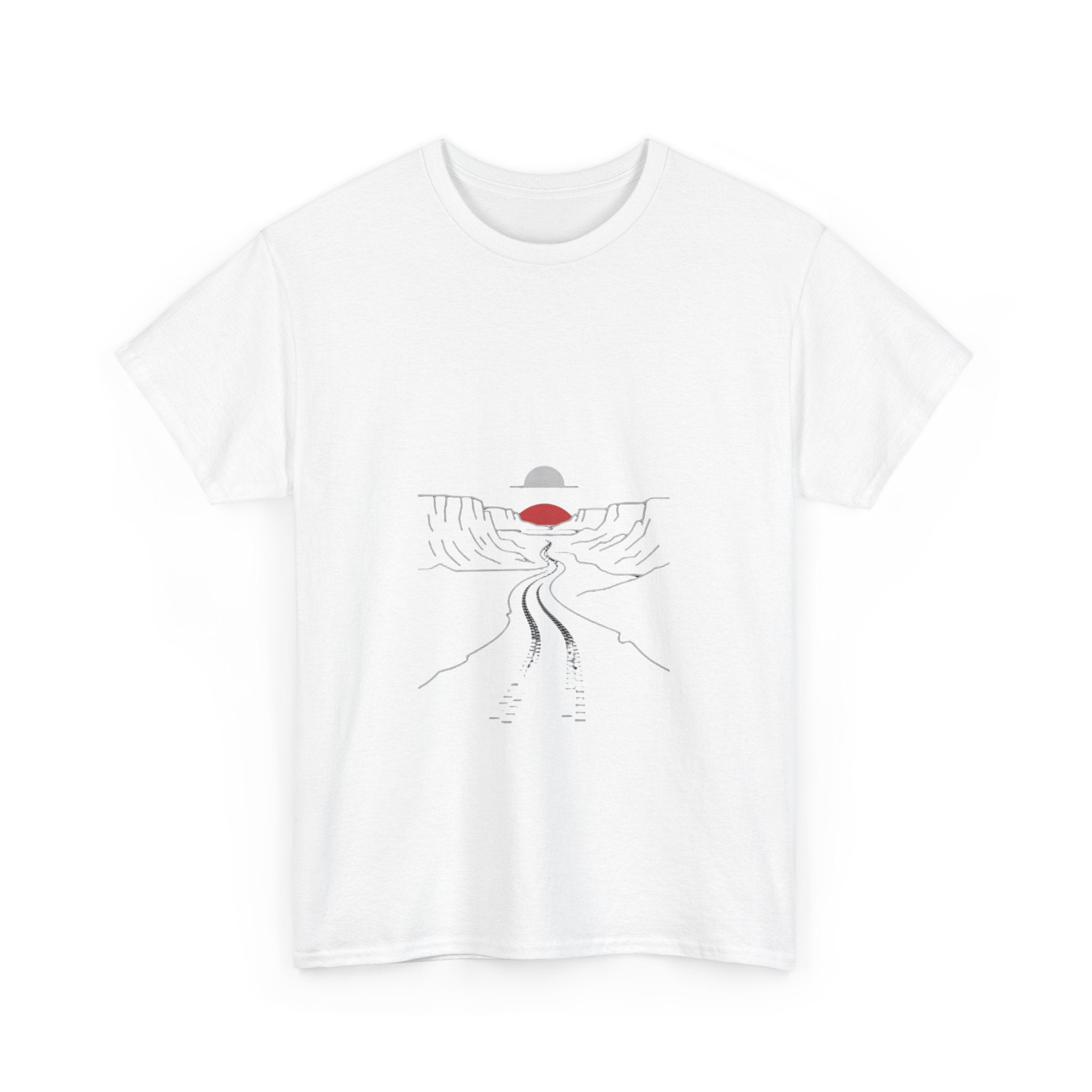 Impressley Minimalist Landscape T-Shirt – Aesthetic Desert Road & Sunset Graphic Tee for Men & Women