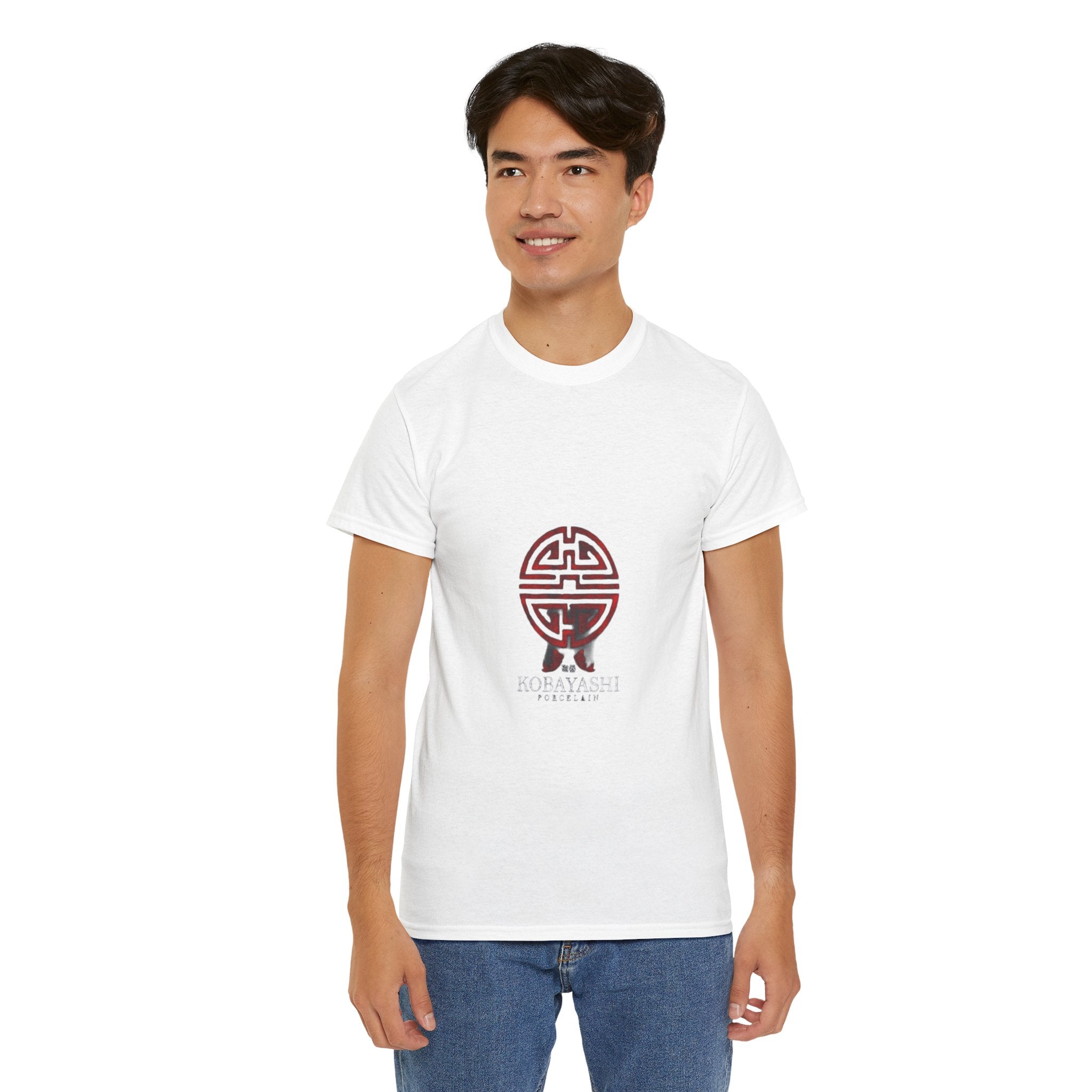 Impressley Kobayashi Porcelain T-Shirt Japanese Symbol Graphic Tee for Men & Women, Asian-Inspired Streetwear Top
