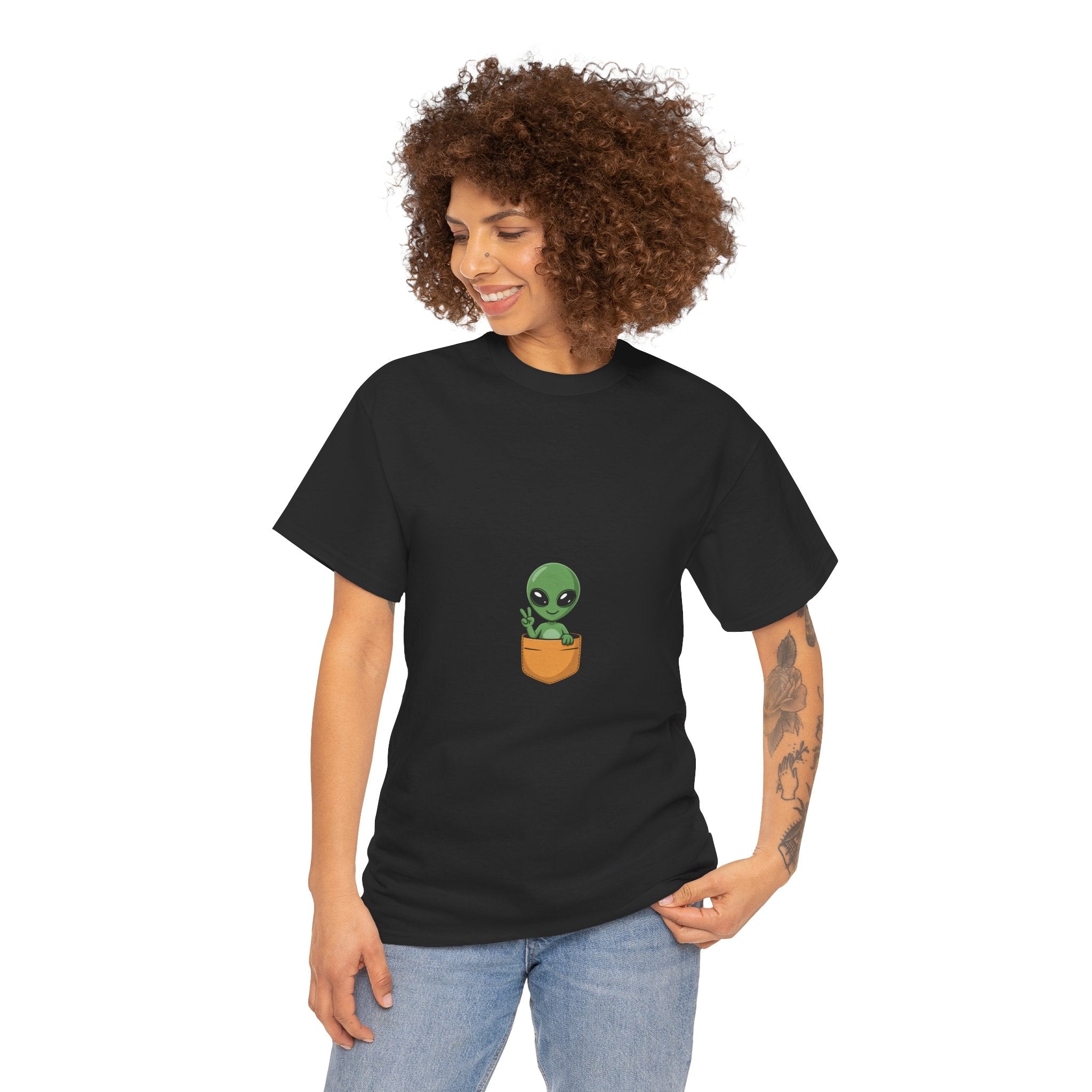 Impressley “Alien in Pocket” T-Shirt – Funny UFO Alien Graphic Tee for Men & Women | Cute Sci-Fi Space Shirt