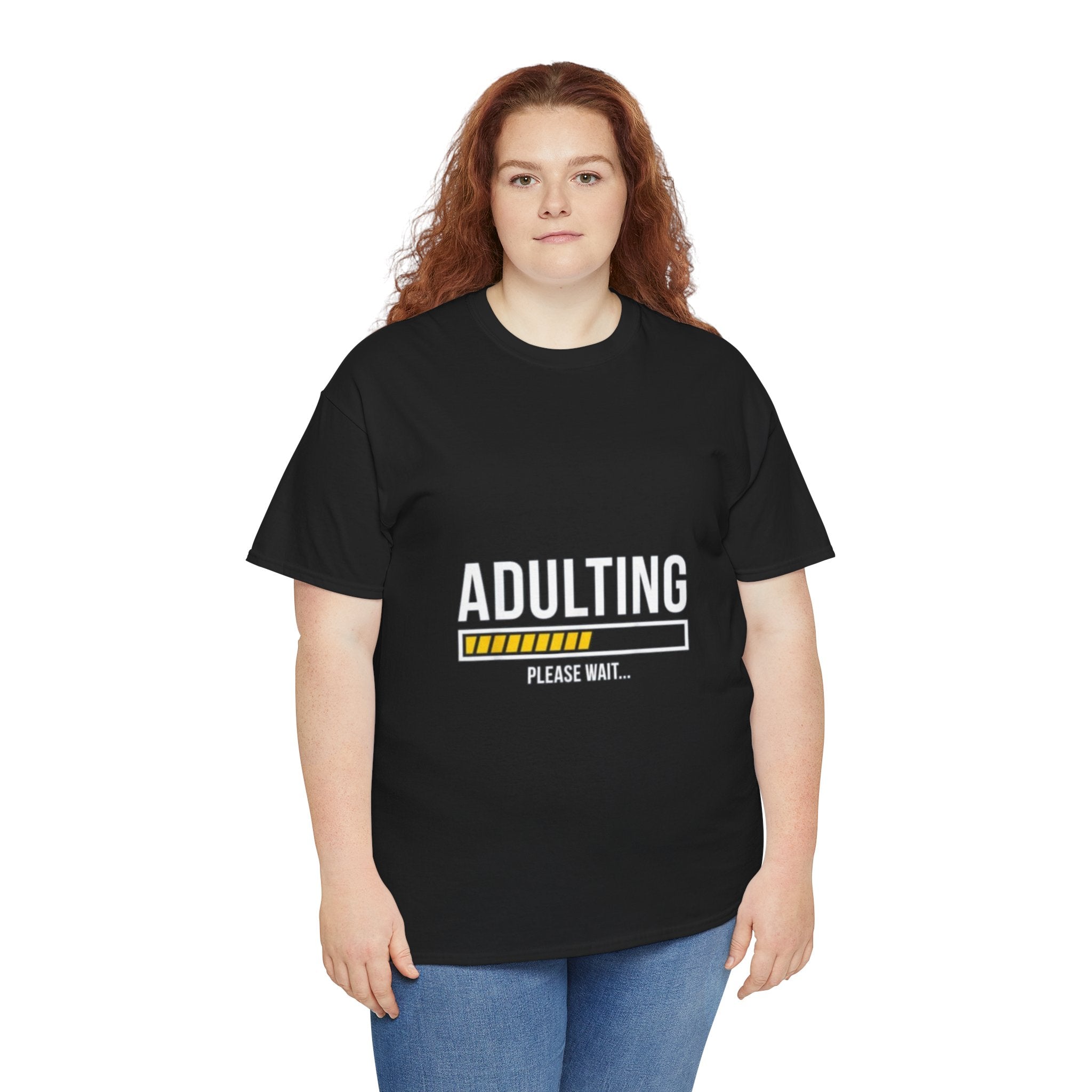 Impressley Adulting Please Wait T-Shirt Funny Loading Bar Graphic Tee for Men & Women, Humor Sarcasm Casual Shirt