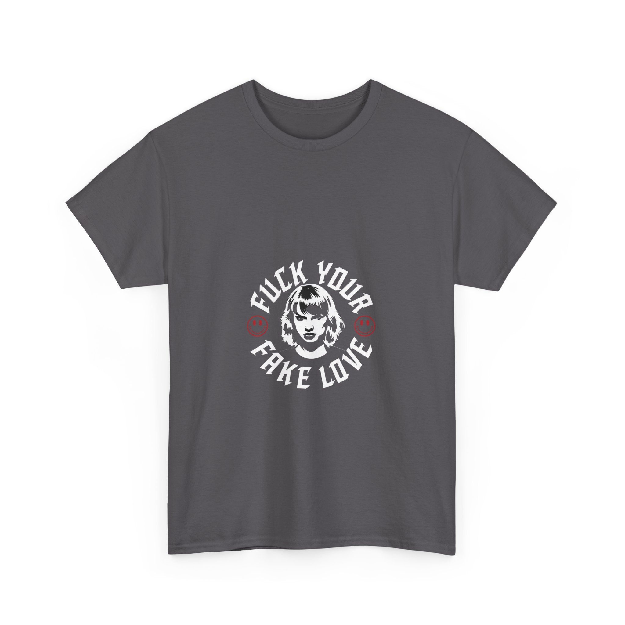 Impressley “F*ck Your Fake Love” Graphic T-Shirt – Edgy Attitude Tee with Gothic Girl Design | Streetwear Shirt for Men & Women | Anti-Fake Love Punk Aesthetic