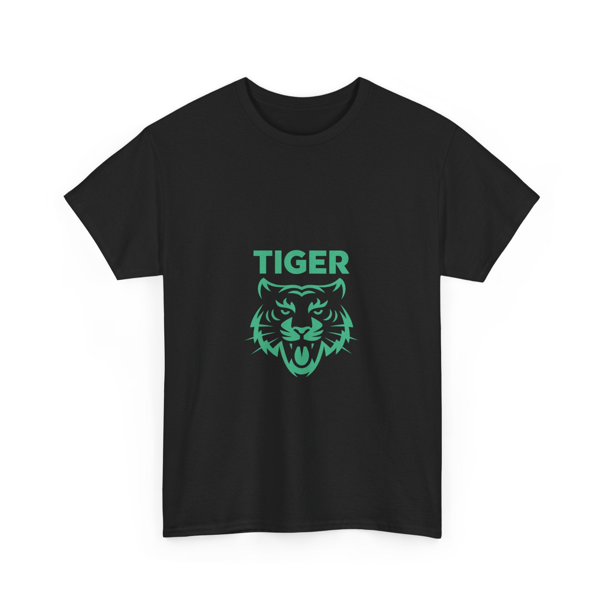 Impressley Tiger Face Graphic T-Shirt – Minimalist Jungle Animal Tee for Men & Women | Fierce Wild Cat Design in Green | Casual Safari Shirt
