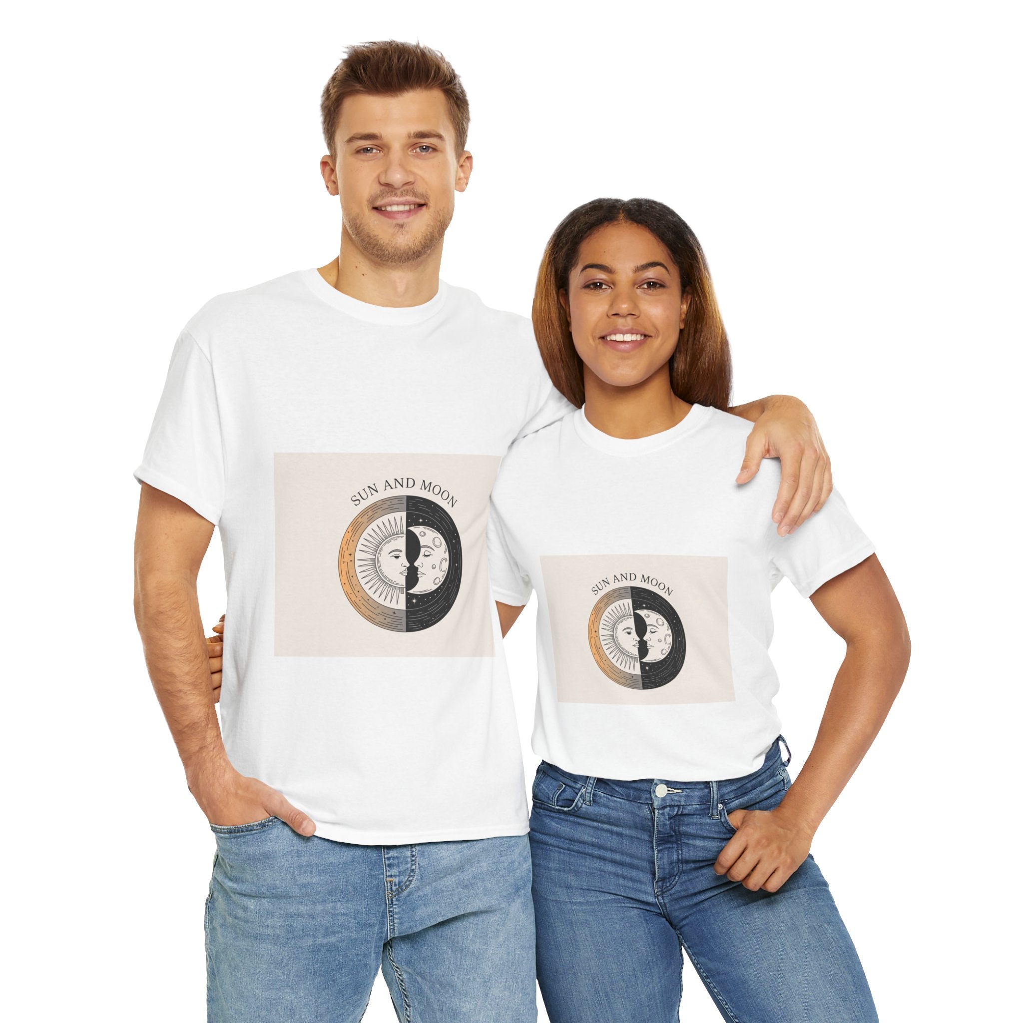 Impressley Sun and Moon T-Shirt – Vintage Celestial Graphic Tee for Men & Women | Yin Yang Solar Lunar Aesthetic