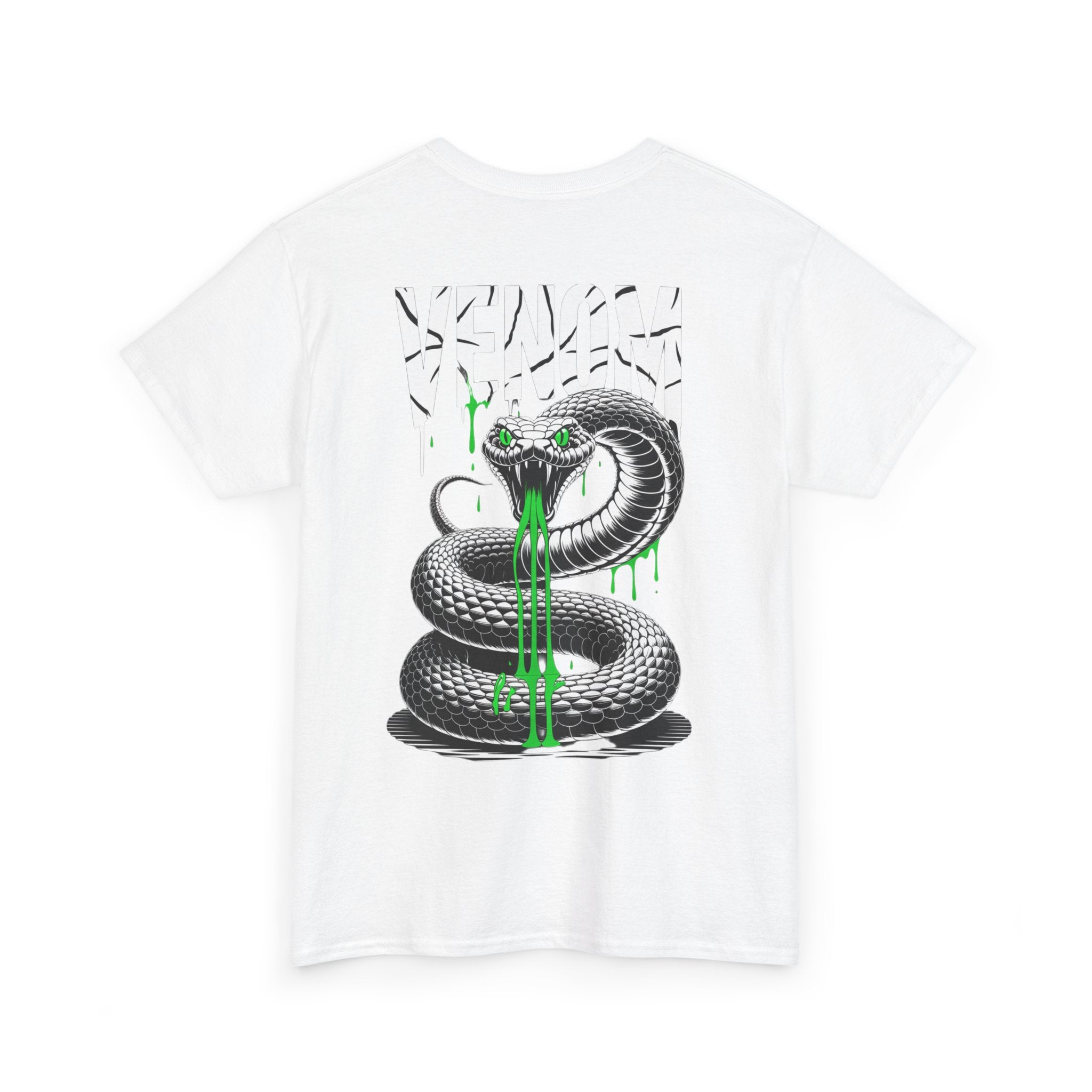 Impressley VENOM Snake T-Shirt – Black Cobra Graphic Tee for Men | Edgy Gothic Streetwear | Punk Venomous Serpent Shirt with Neon Green Drip Design