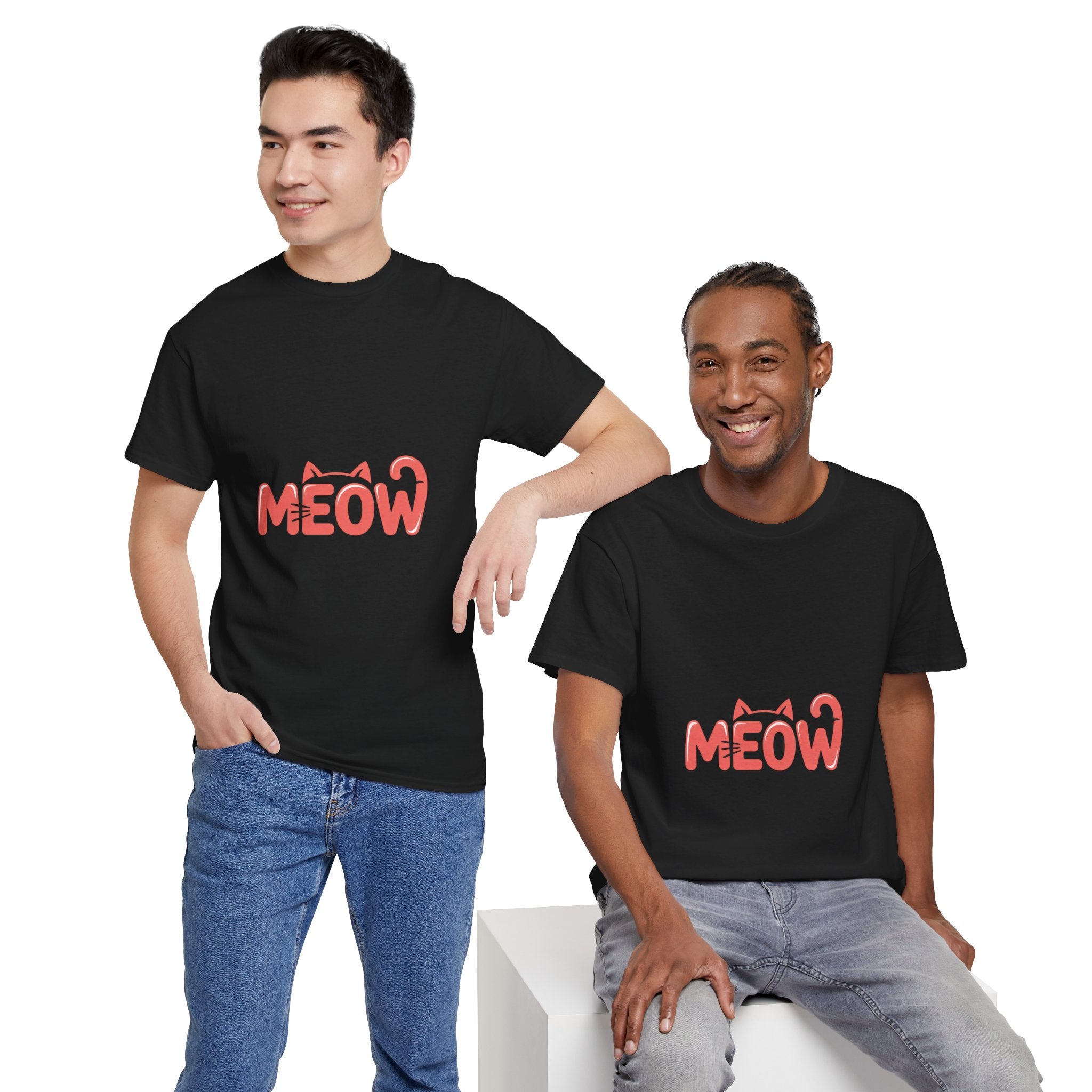 Impressley Meow Cat Graphic T-Shirt – Cute Kitty Face Tee for Cat Lovers | Unisex White Cotton T-Shirt | Fun Feline Design for Men & Women