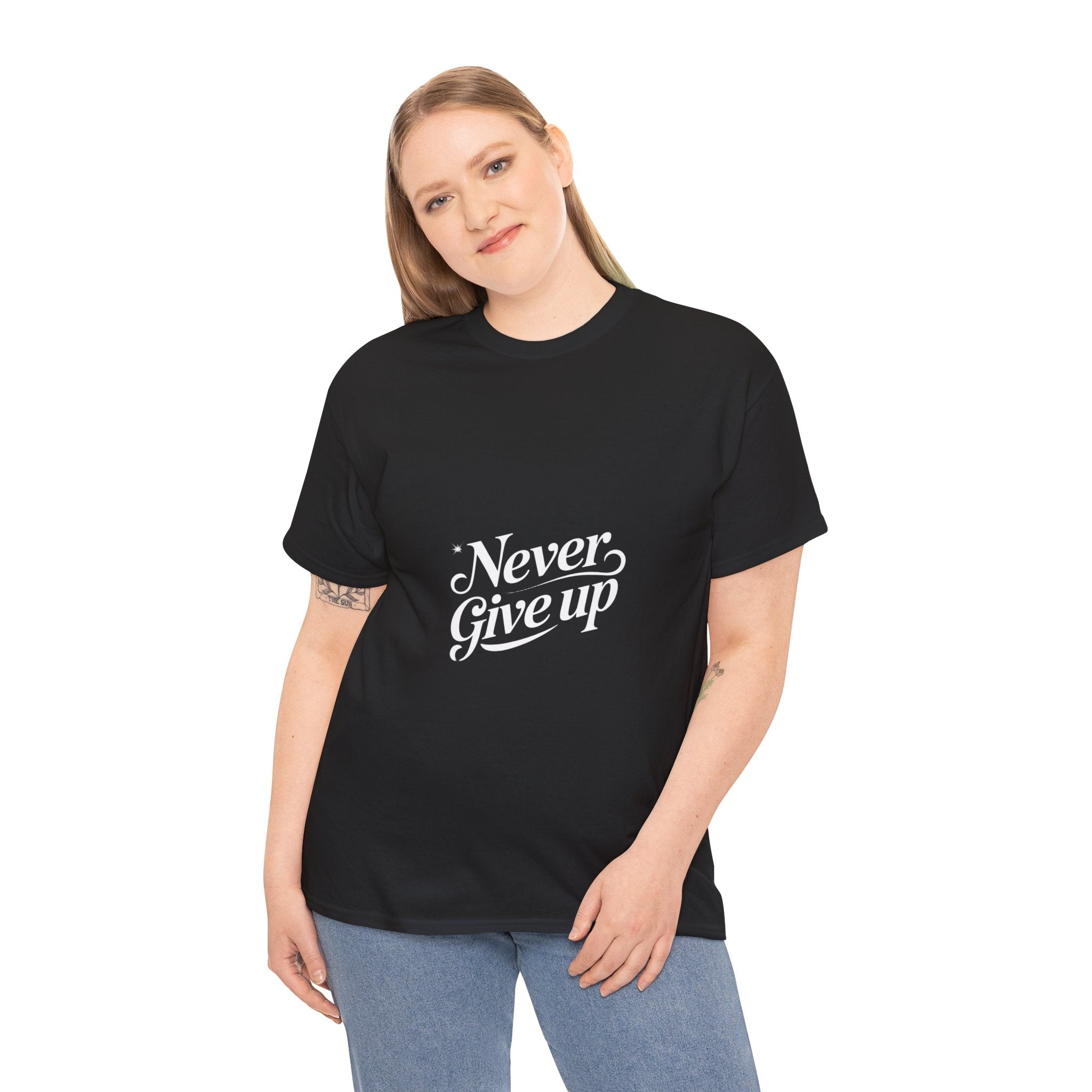 Impressley Never Give Up T-Shirt – Inspirational Quote Tee for Men & Women | Positive Uplifting Message Apparel