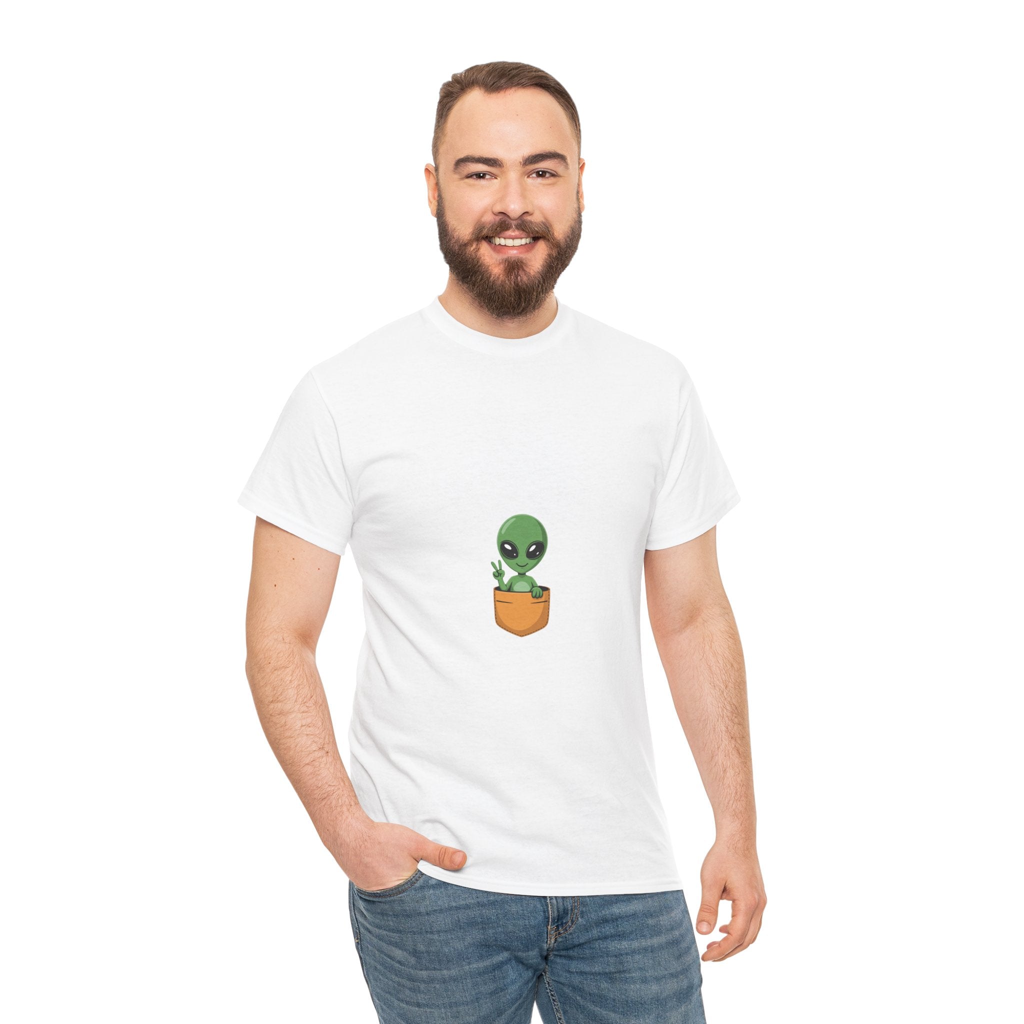 Impressley “Alien in Pocket” T-Shirt – Funny UFO Alien Graphic Tee for Men & Women | Cute Sci-Fi Space Shirt
