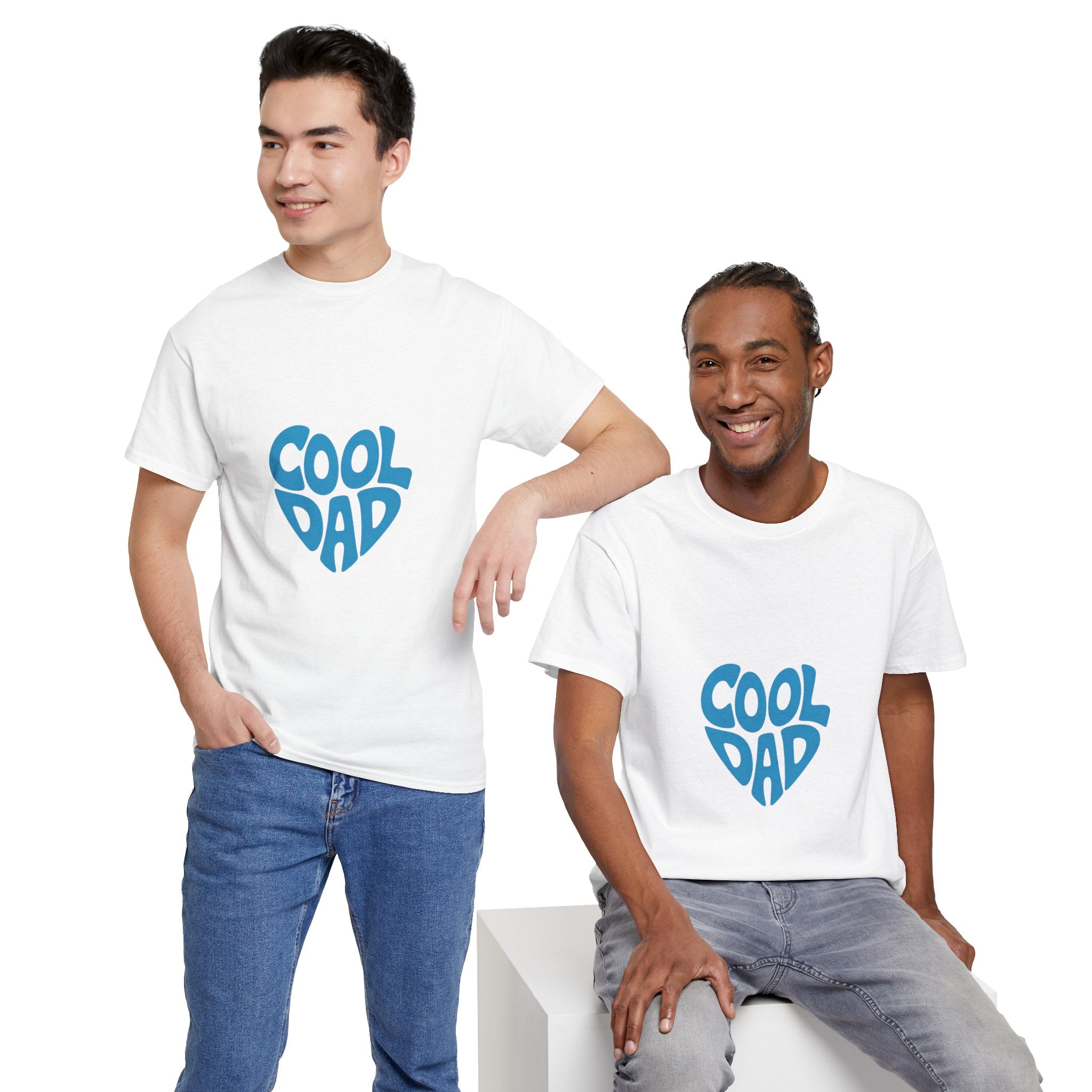 Impressley Cool Dad T-Shirt – Retro Blue Heart Graphic Tee for Fathers | Funny Father’s Day Gift | Casual Men’s Dad Shirt