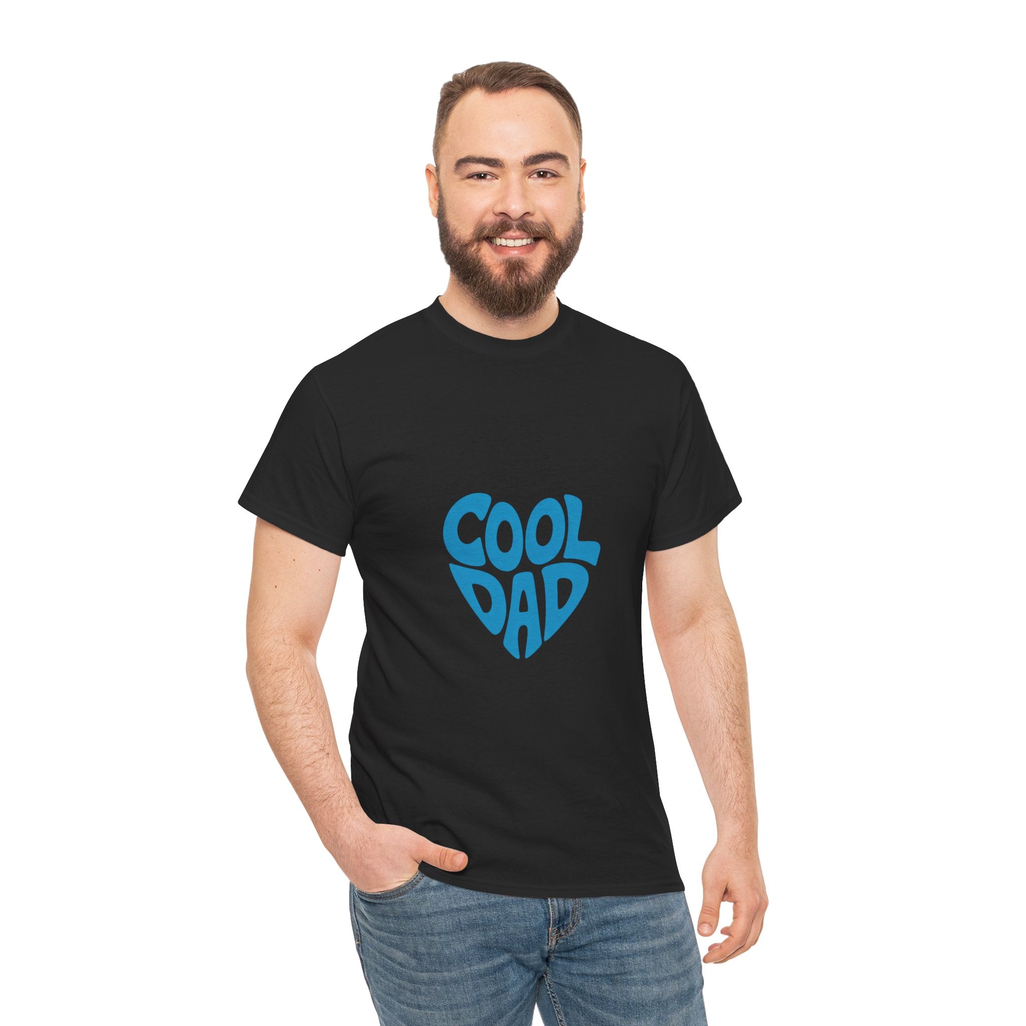 Impressley Cool Dad T-Shirt – Retro Blue Heart Graphic Tee for Fathers | Funny Father’s Day Gift | Casual Men’s Dad Shirt