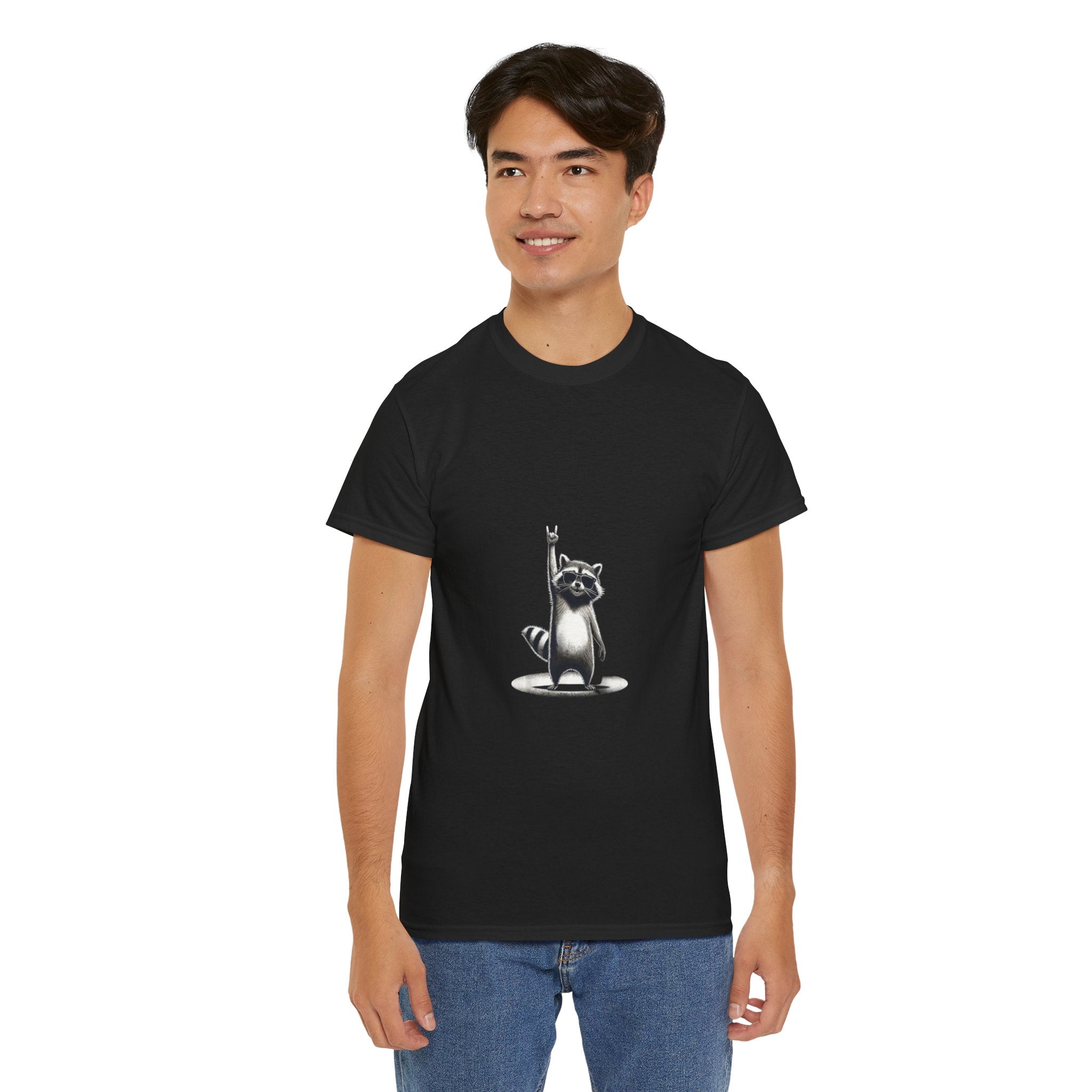 Impressley Funny Raccoon T-Shirt Cool Rock On Sunglasses Graphic Tee for Men & Women, Cute Animal Humor Shirt, Novelty Wildlife Gift