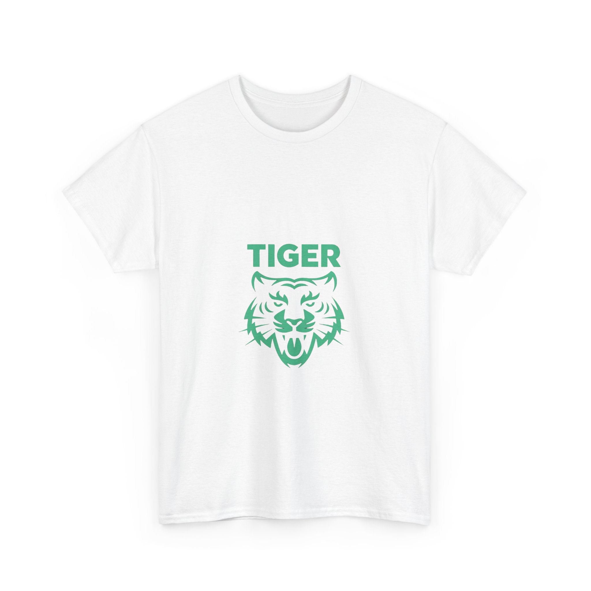 Impressley Tiger Face Graphic T-Shirt – Minimalist Jungle Animal Tee for Men & Women | Fierce Wild Cat Design in Green | Casual Safari Shirt