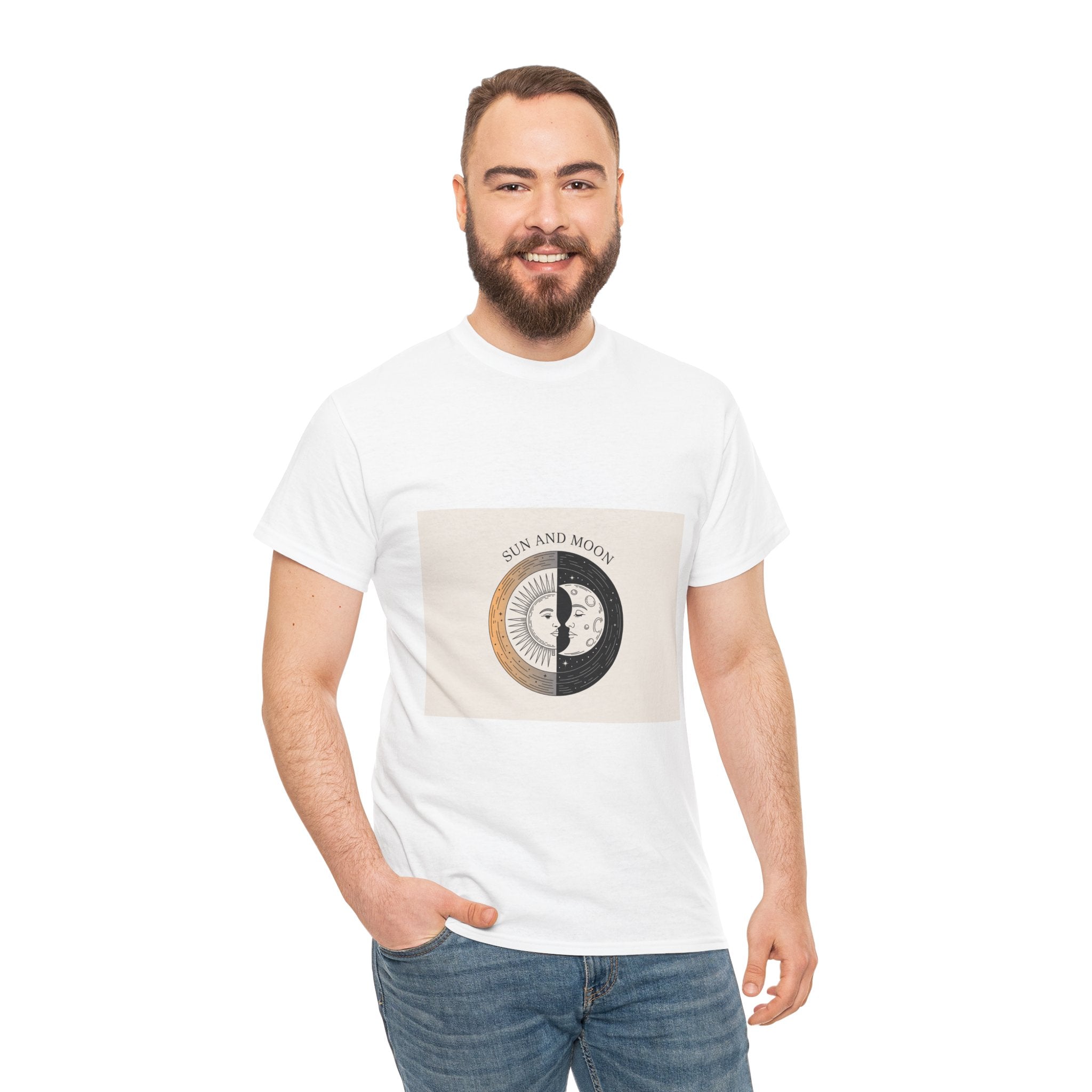 Impressley Sun and Moon T-Shirt – Vintage Celestial Graphic Tee for Men & Women | Yin Yang Solar Lunar Aesthetic
