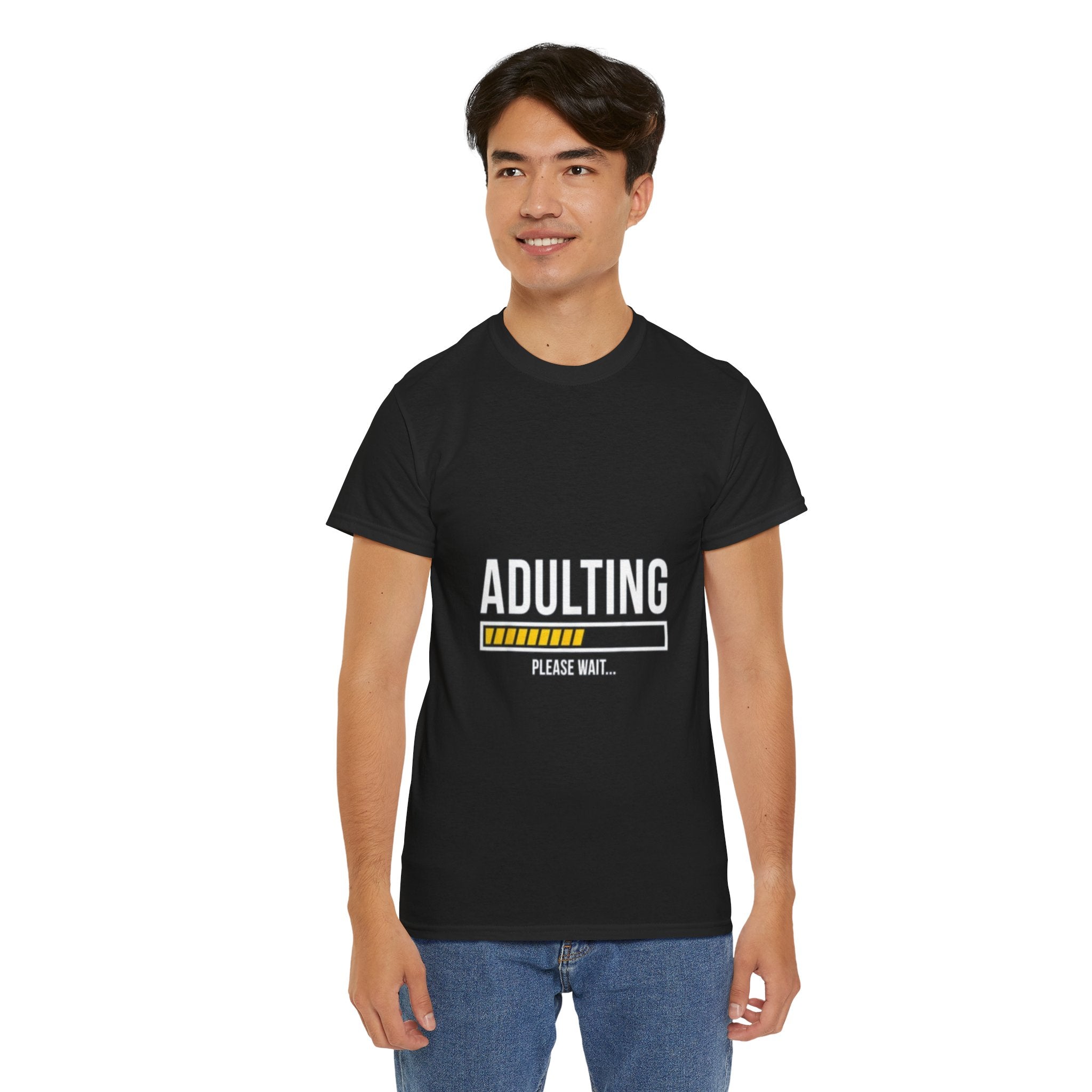 Impressley Adulting Please Wait T-Shirt Funny Loading Bar Graphic Tee for Men & Women, Humor Sarcasm Casual Shirt