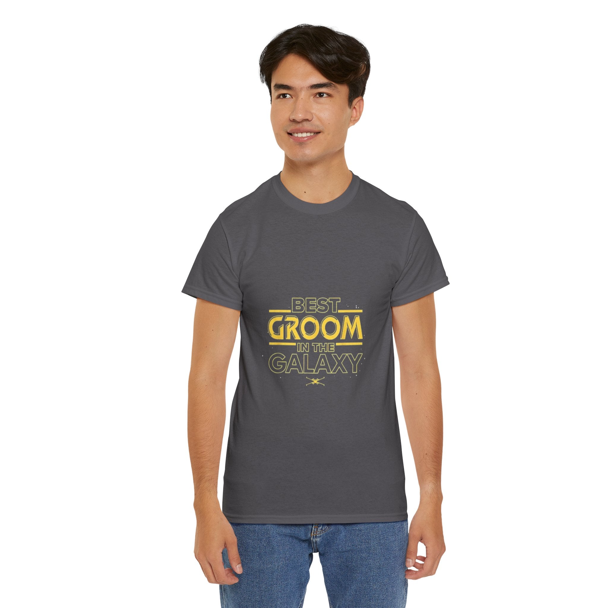 Impressley Best Groom in the Galaxy T-Shirt – Funny Wedding Party Shirt for Grooms, Star Theme Graphic Tee