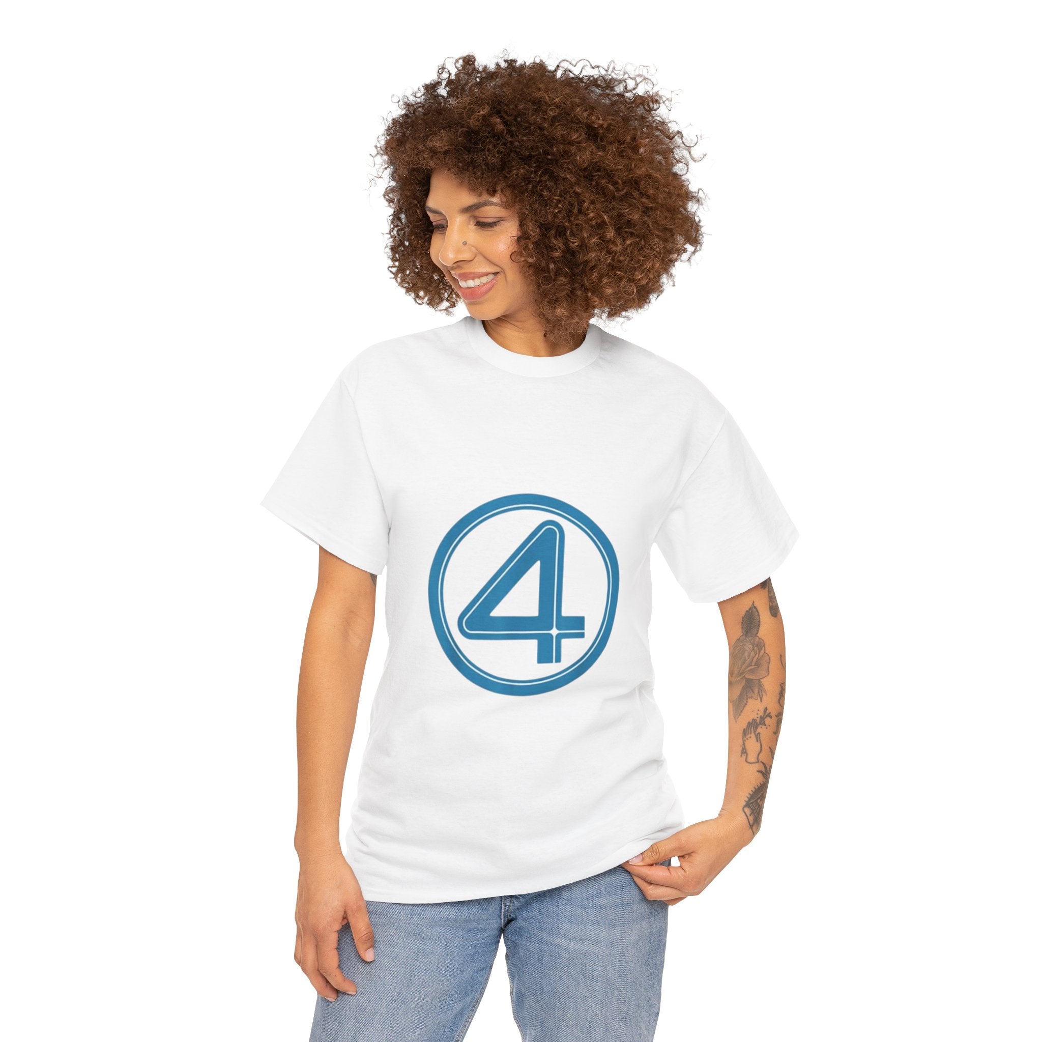 Impressley Fantastic Four Logo T-Shirt Marvel Superhero Team Graphic Tee for Men & Women, Black Casual Short Sleeve Shirt