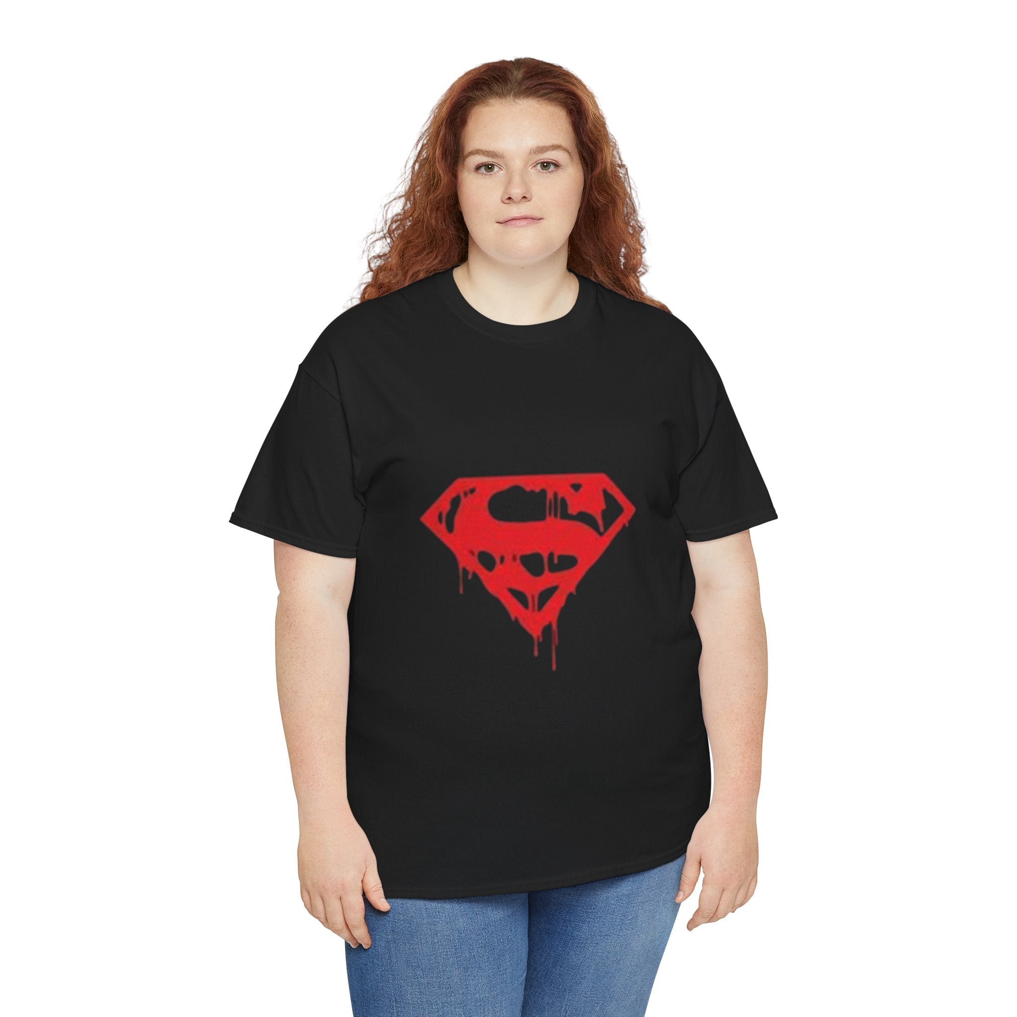 Impressley Superman Dripping Red Logo T-Shirt DC Comics Superhero Graphic Tee for Men & Women, Casual Black Short Sleeve