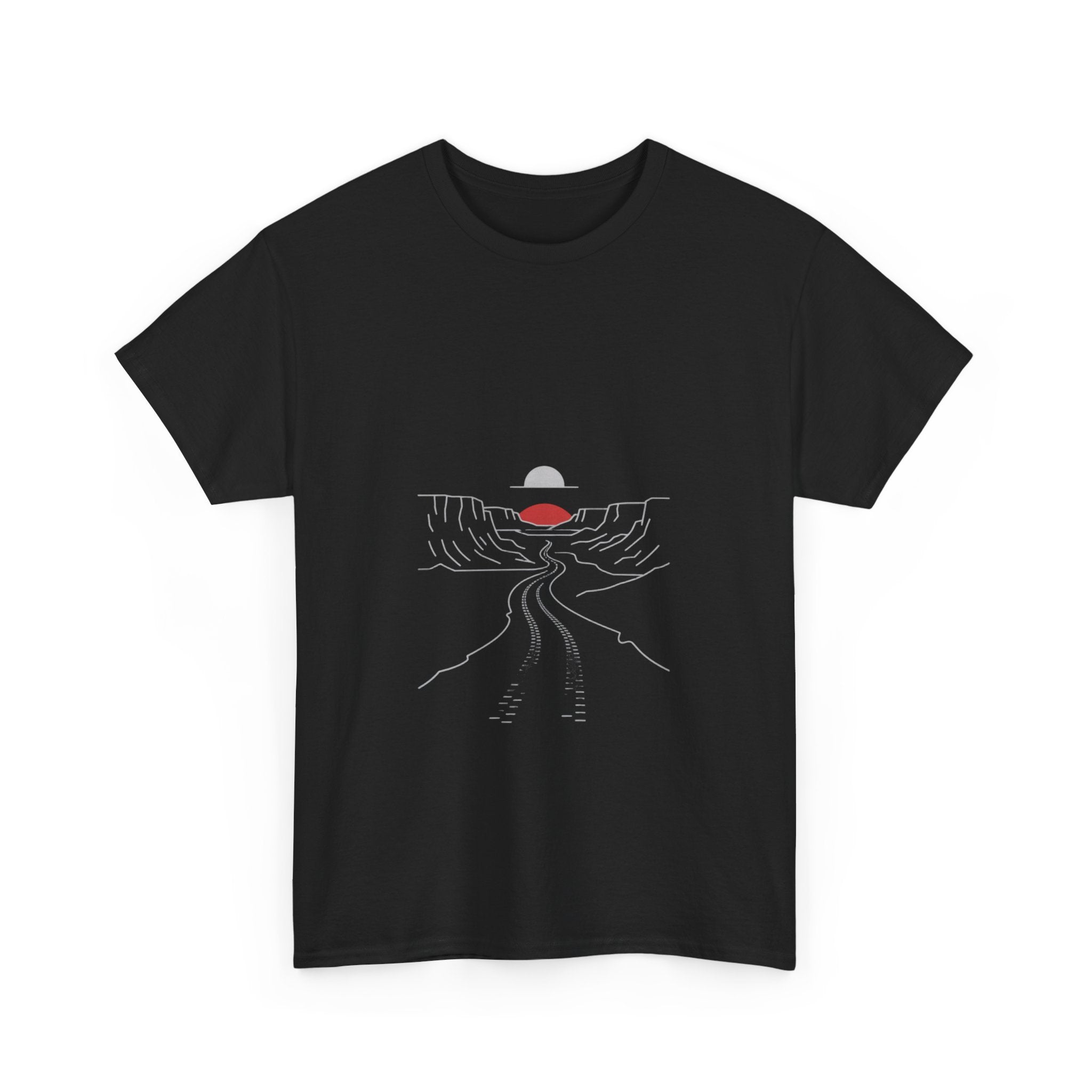 Impressley Minimalist Landscape T-Shirt – Aesthetic Desert Road & Sunset Graphic Tee for Men & Women
