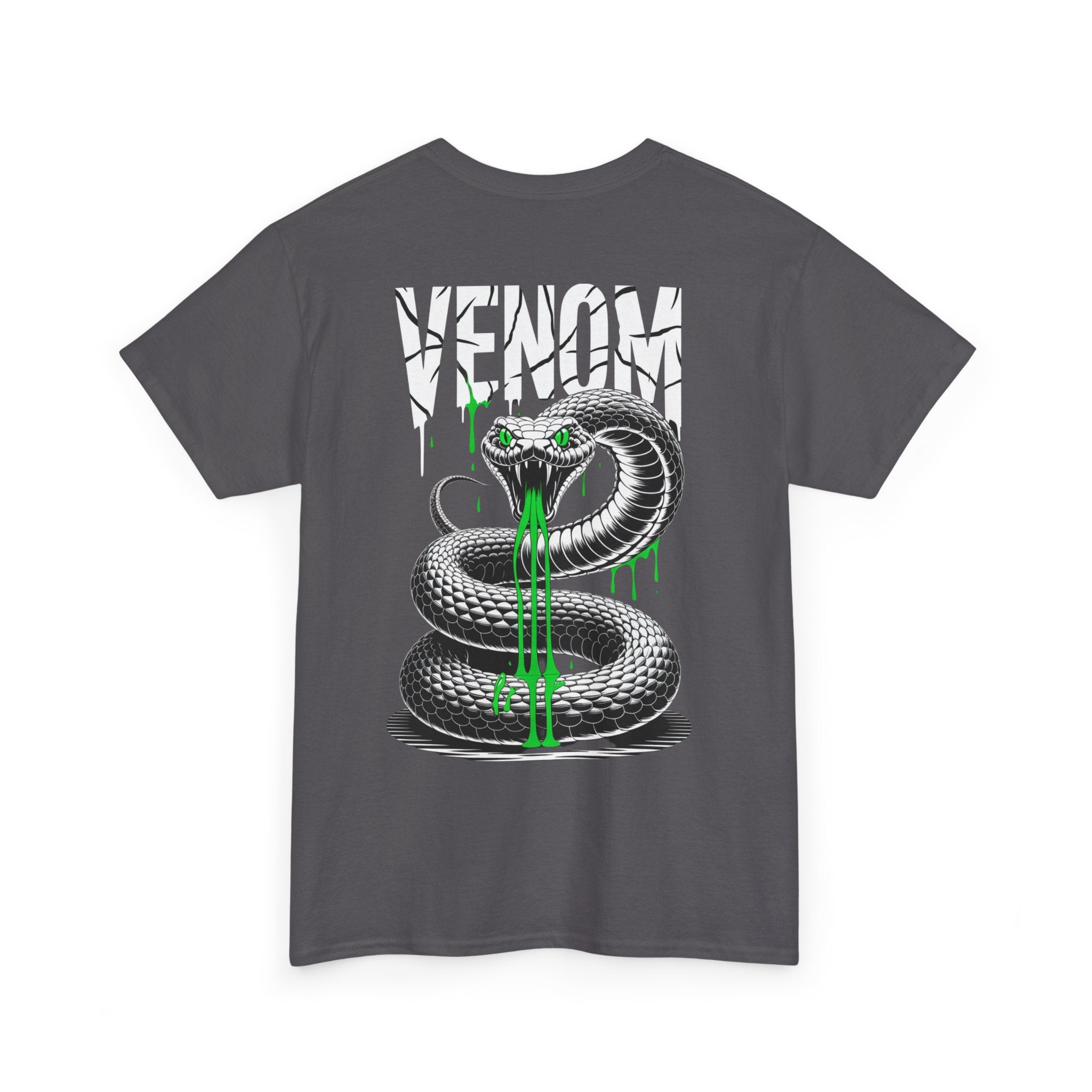 Impressley VENOM Snake T-Shirt – Black Cobra Graphic Tee for Men | Edgy Gothic Streetwear | Punk Venomous Serpent Shirt with Neon Green Drip Design
