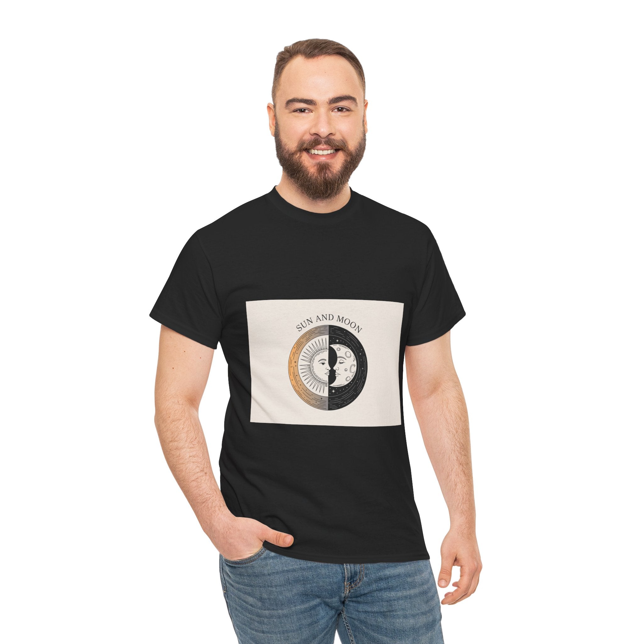 Impressley Sun and Moon T-Shirt – Vintage Celestial Graphic Tee for Men & Women | Yin Yang Solar Lunar Aesthetic
