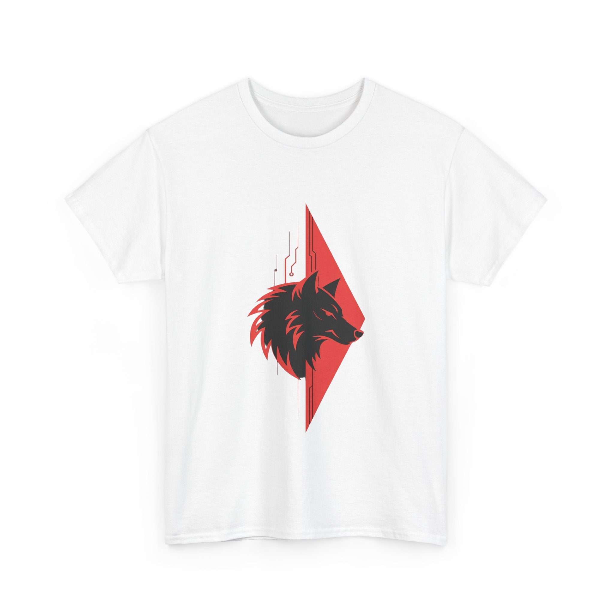 Impressley Cyber Wolf T-Shirt – Futuristic Geometric Wolf Head Graphic Tee for Men & Women | Techwear Gamer Streetwear Aesthetic