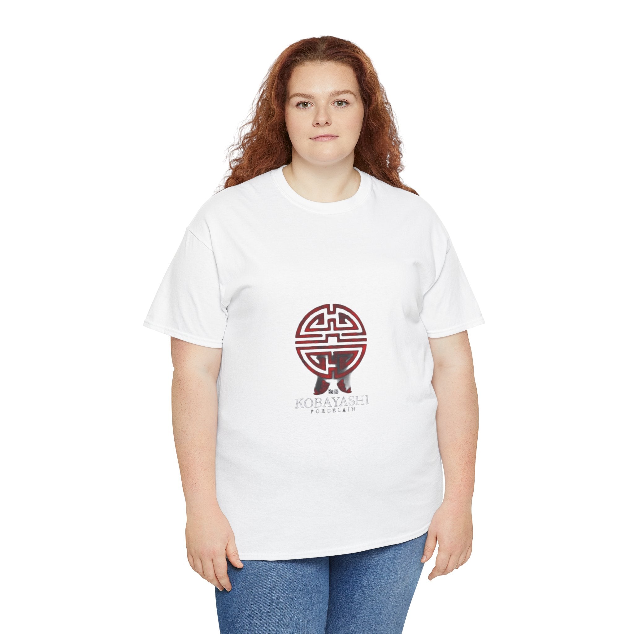 Impressley Kobayashi Porcelain T-Shirt  Japanese Symbol Graphic Tee for Men & Women, Asian-Inspired Streetwear Top