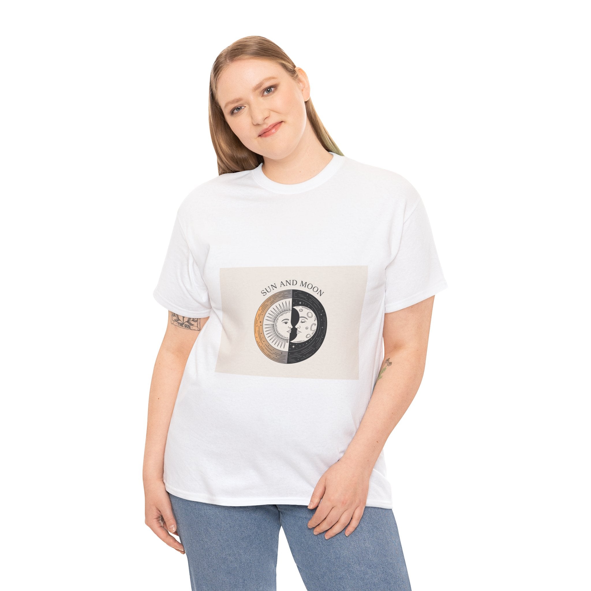 Impressley Sun and Moon T-Shirt – Vintage Celestial Graphic Tee for Men & Women | Yin Yang Solar Lunar Aesthetic