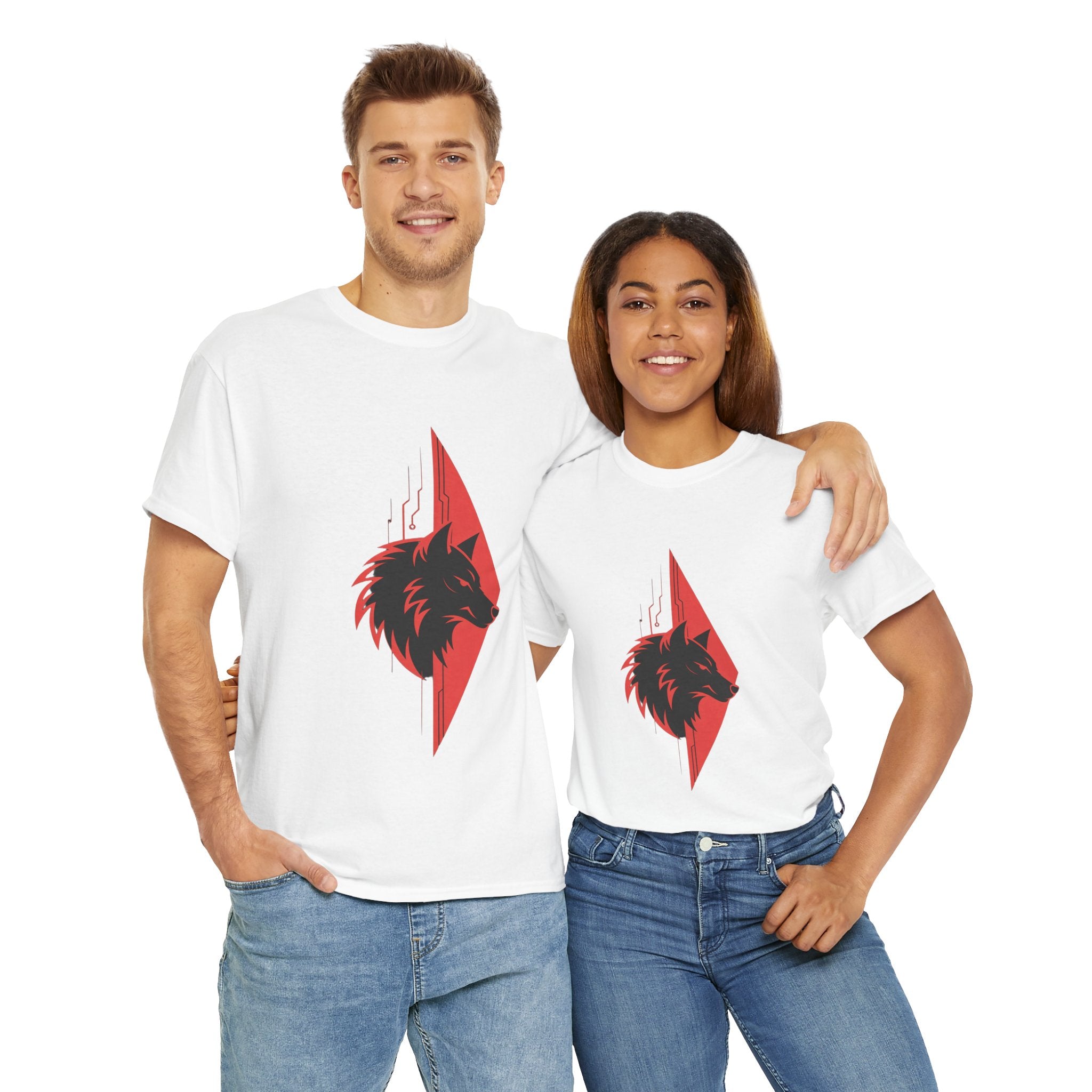 Impressley Cyber Wolf T-Shirt – Futuristic Geometric Wolf Head Graphic Tee for Men & Women | Techwear Gamer Streetwear Aesthetic