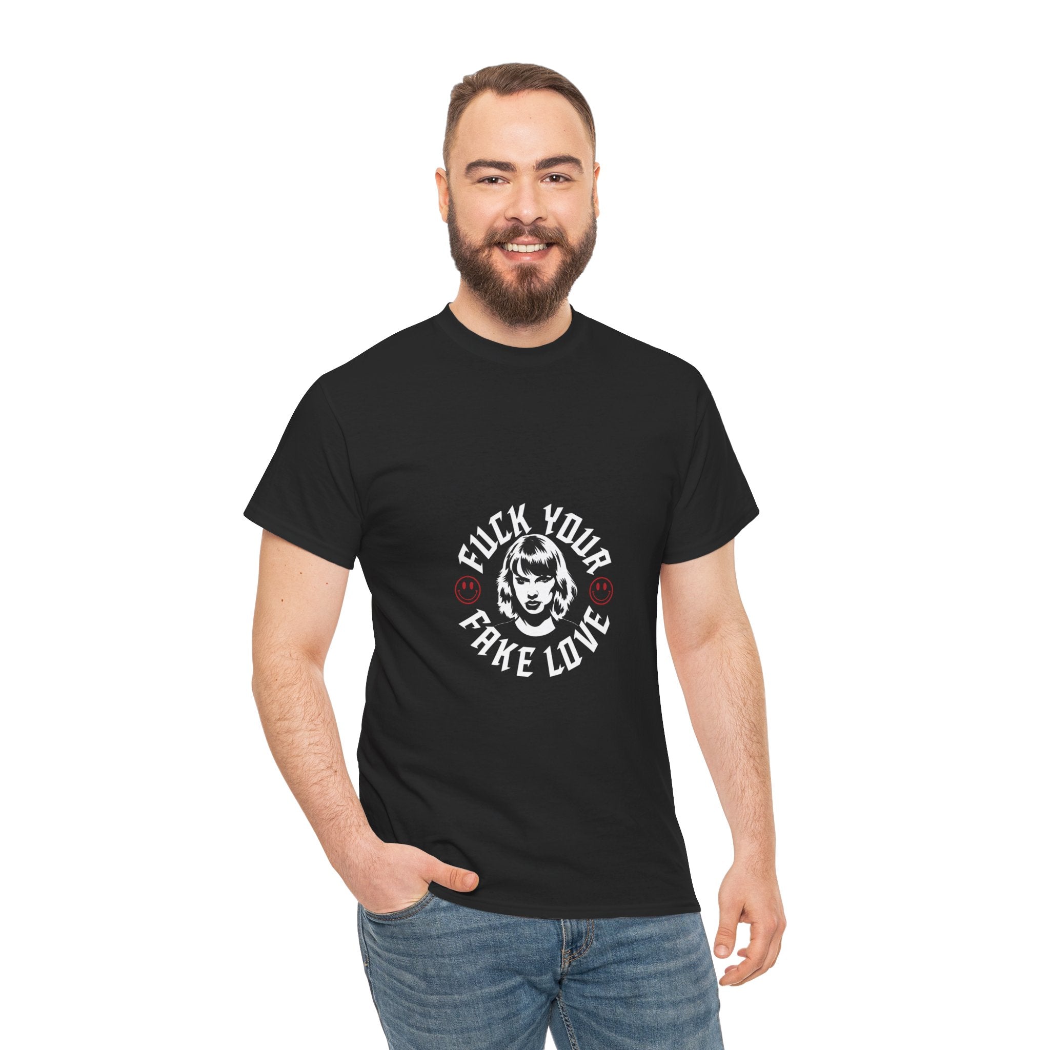 Impressley “F*ck Your Fake Love” Graphic T-Shirt – Edgy Attitude Tee with Gothic Girl Design | Streetwear Shirt for Men & Women | Anti-Fake Love Punk Aesthetic