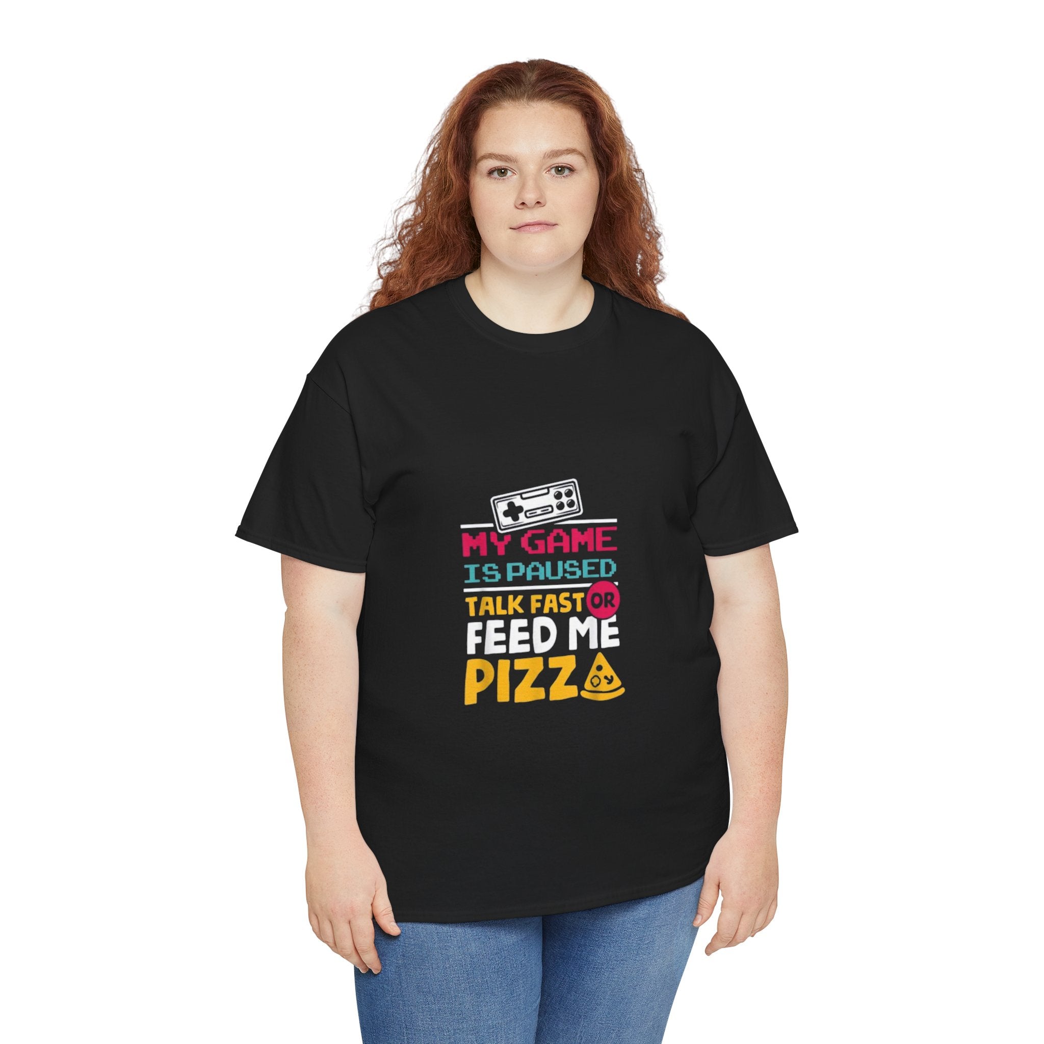 Impressley Gaming T-Shirt – Funny My Game is Paused Graphic Tee for Gamers & Pizza Lovers