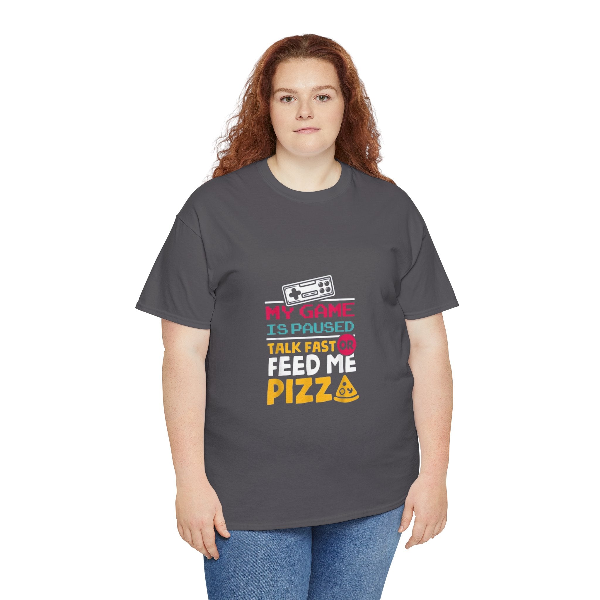 Impressley Gaming T-Shirt – Funny My Game is Paused Graphic Tee for Gamers & Pizza Lovers