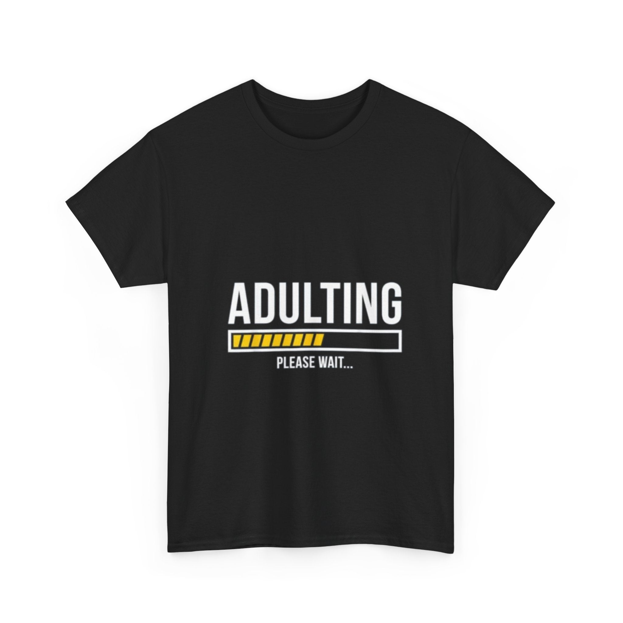 Impressley Adulting Please Wait T-Shirt  Funny Loading Bar Graphic Tee for Men & Women, Humor Sarcasm Casual Shirt