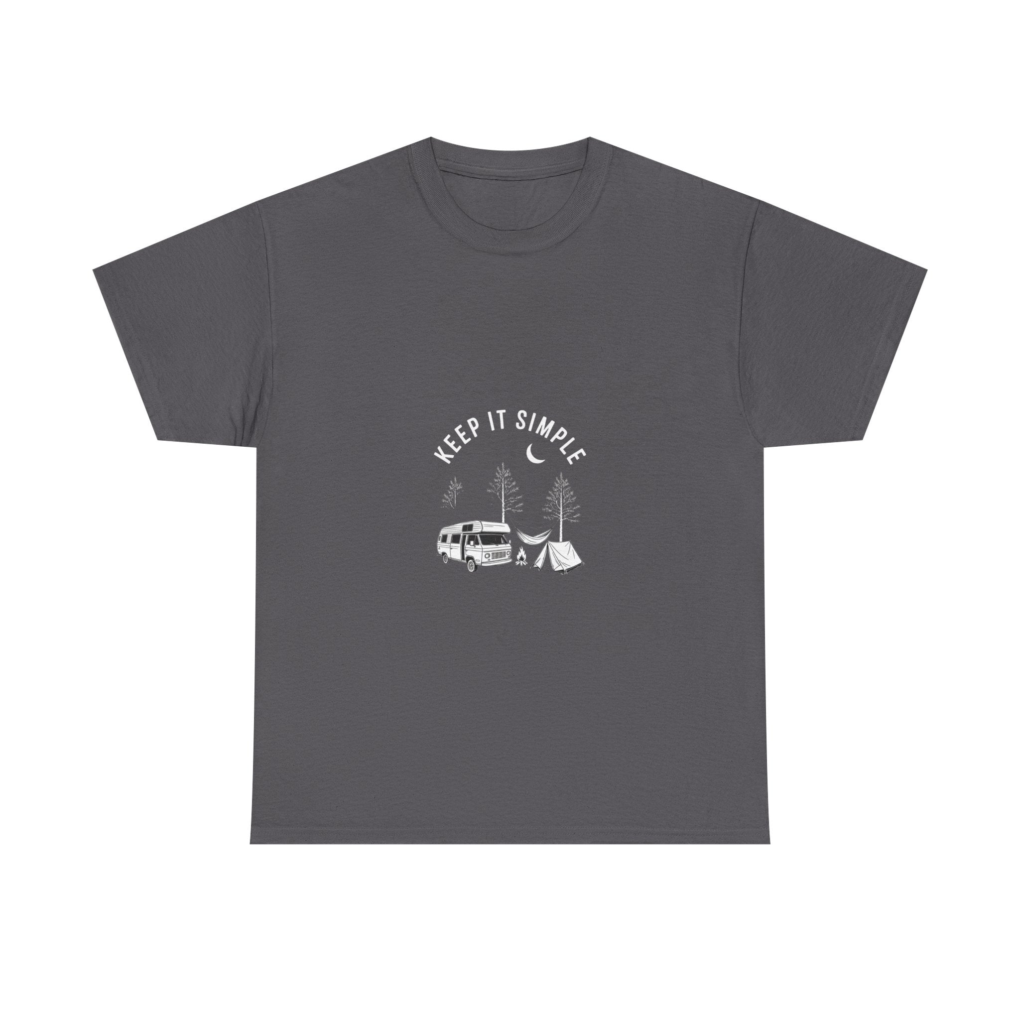 Impressley Keep It Simple Camping T-Shirt – Outdoor Van Life Adventure Tee | Minimalist Nature Graphic | Unisex Cotton T-Shirt for Campers & Hikers