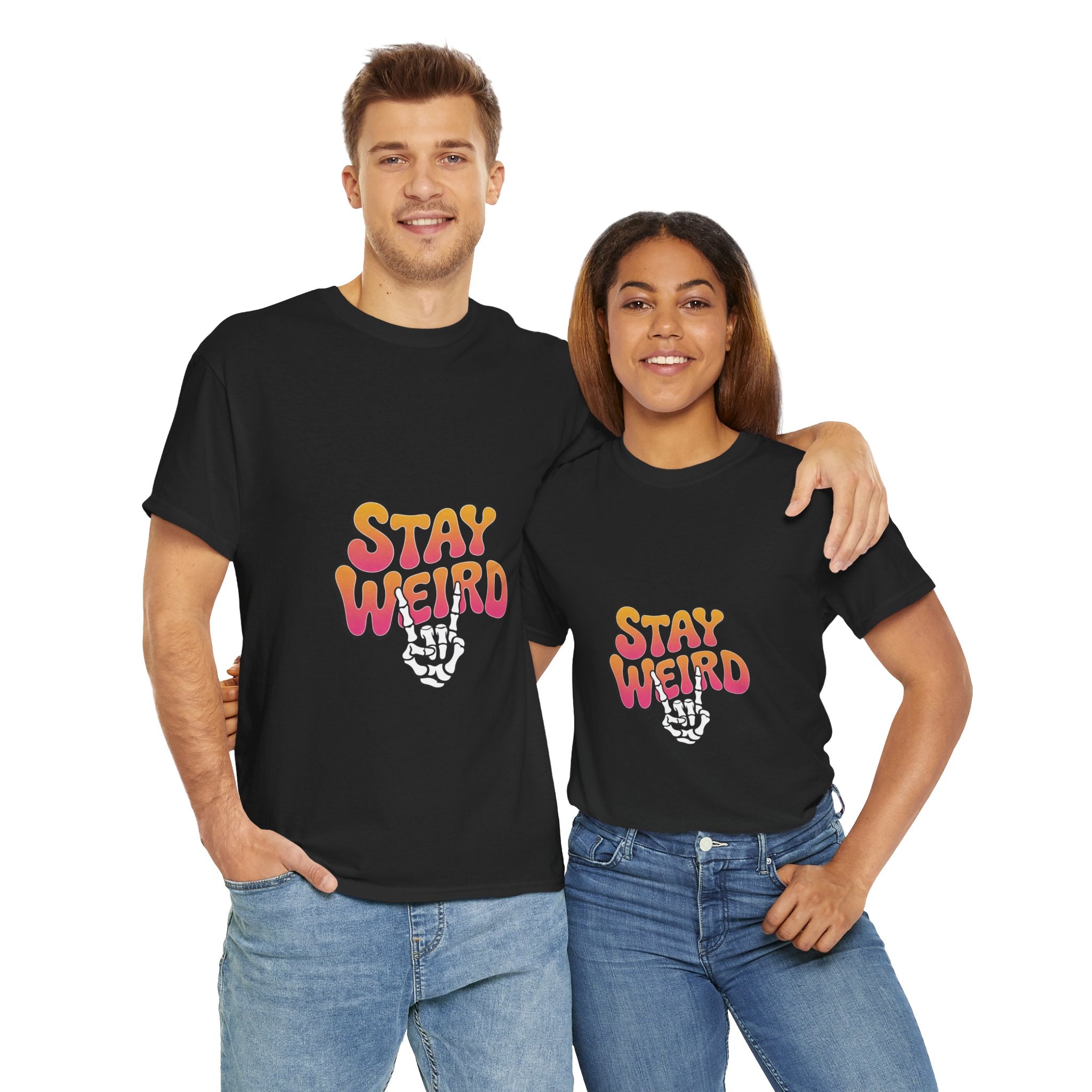 Impressley “Stay Weird” T-Shirt – Funny Quote Graphic Tee for Men & Women | Retro Aesthetic Typography Shirt | Weird Humor Cotton Tee