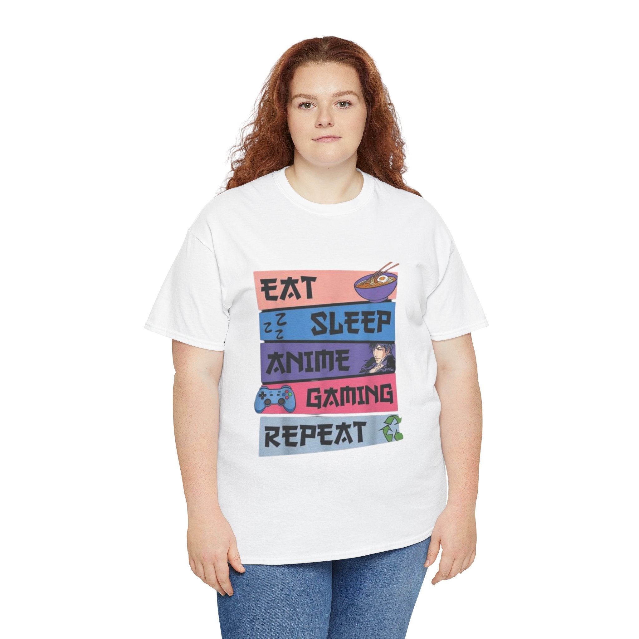 Impressley Eat Sleep Anime Gaming Repeat T-Shirt – Funny Gamer Otaku Tee for Men, Women & Teens, Casual Japanese Cartoon Gaming Shirt
