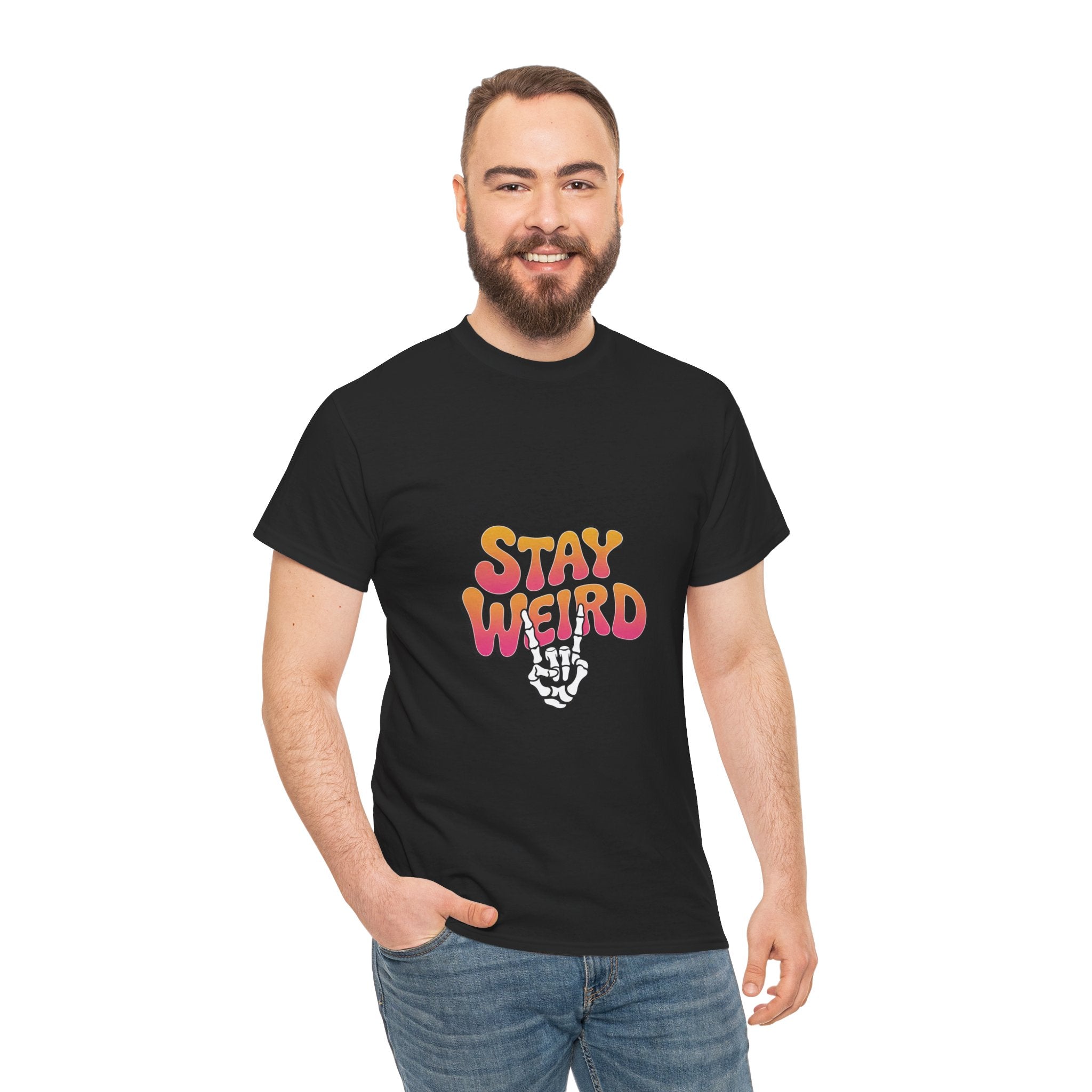 Impressley “Stay Weird” T-Shirt – Funny Quote Graphic Tee for Men & Women | Retro Aesthetic Typography Shirt | Weird Humor Cotton Tee