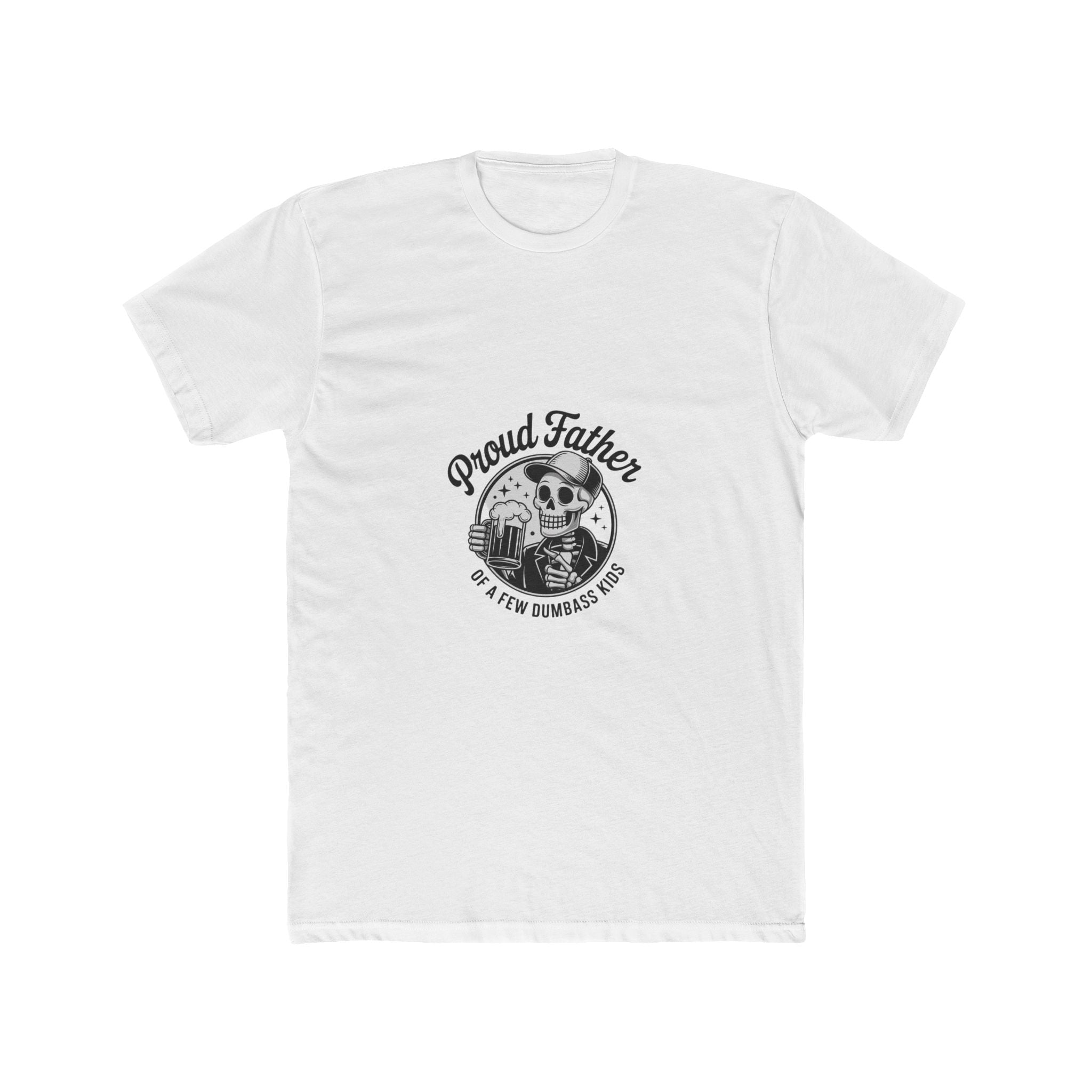 Impressley "Proud Father of a Few Dumbass Kids" Funny Skeleton Beer T-Shirt – Humorous Graphic Tee for Dad, Fathers Day Gift Idea
