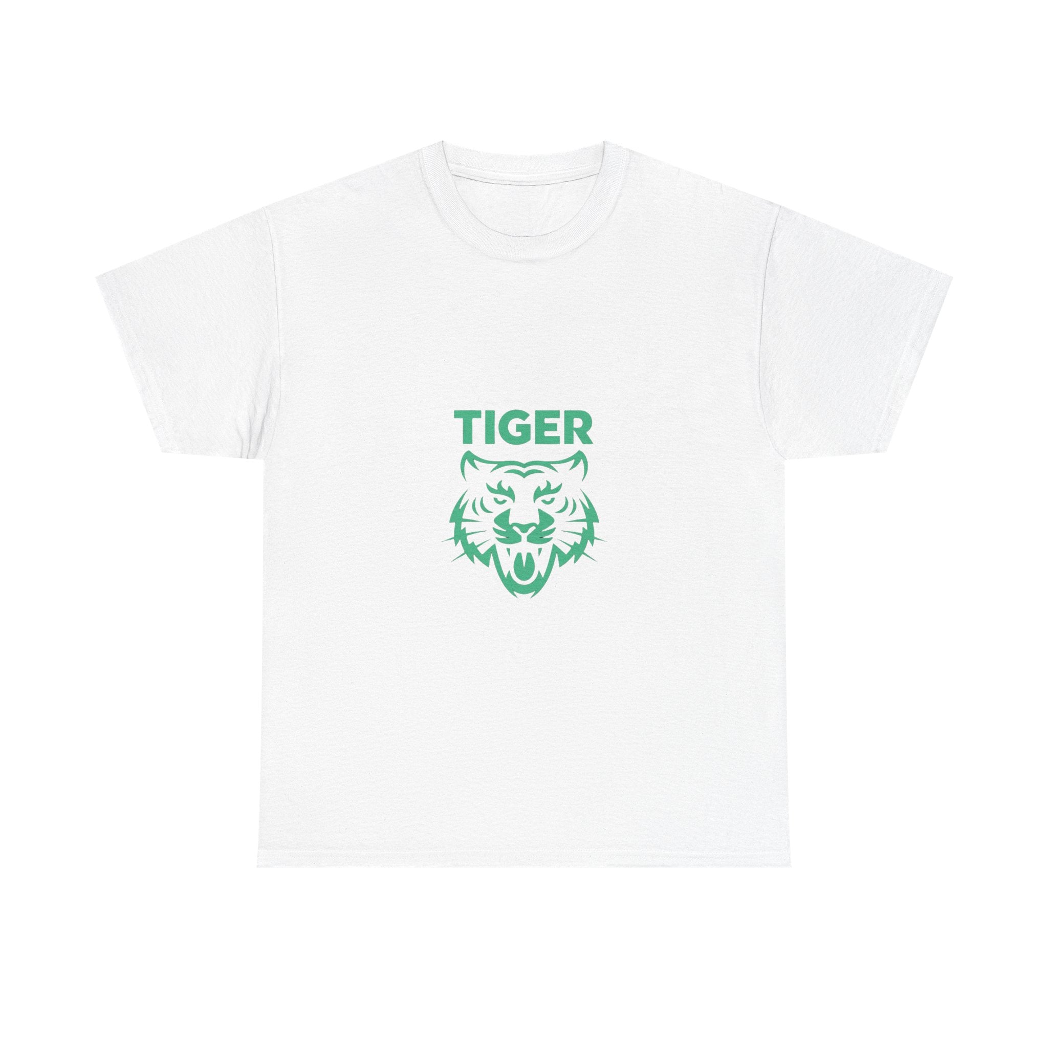 Impressley Tiger Face Graphic T-Shirt – Minimalist Jungle Animal Tee for Men & Women | Fierce Wild Cat Design in Green | Casual Safari Shirt