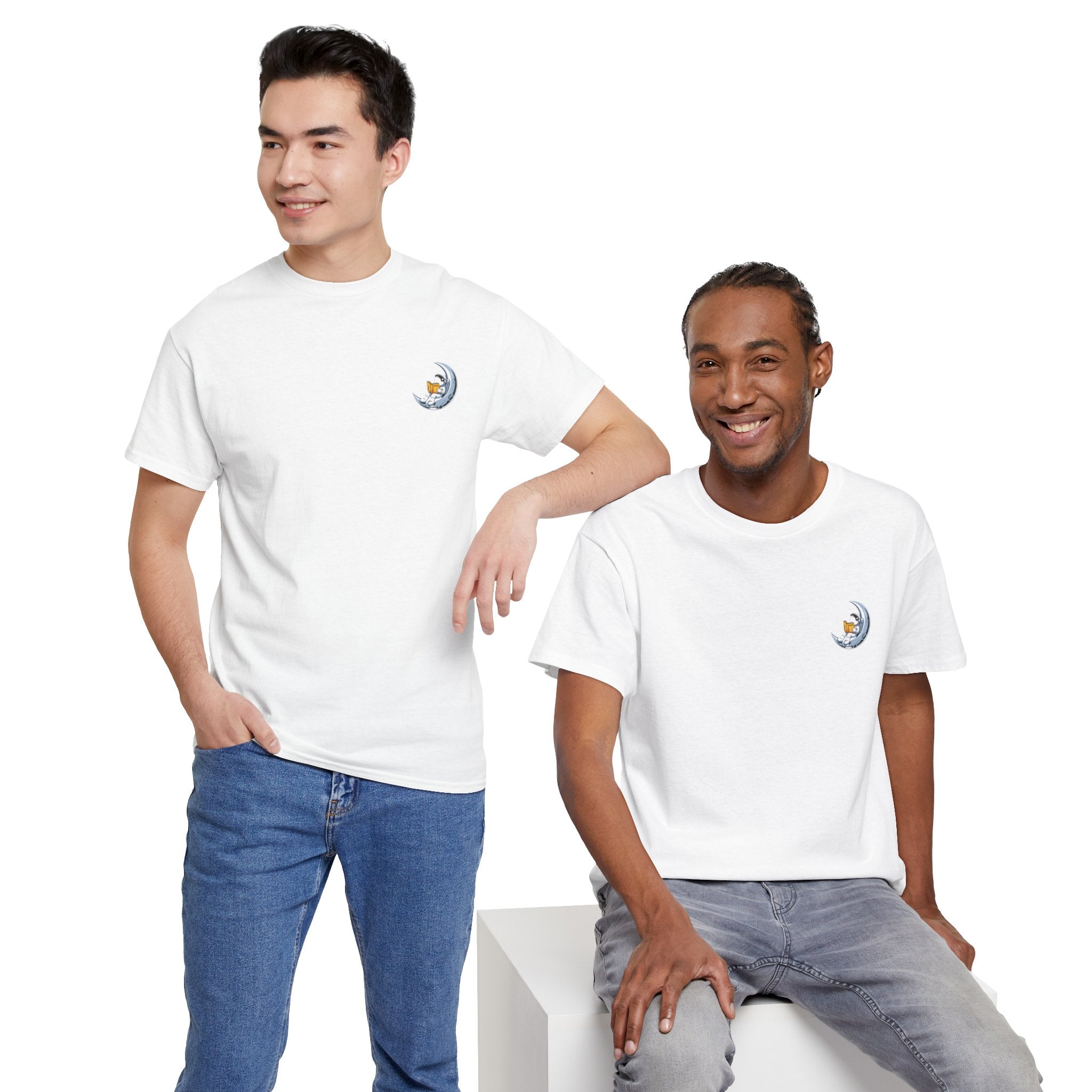 Impressley Moon Nap T-Shirt – Minimalist Crescent Moon Cartoon Graphic Tee